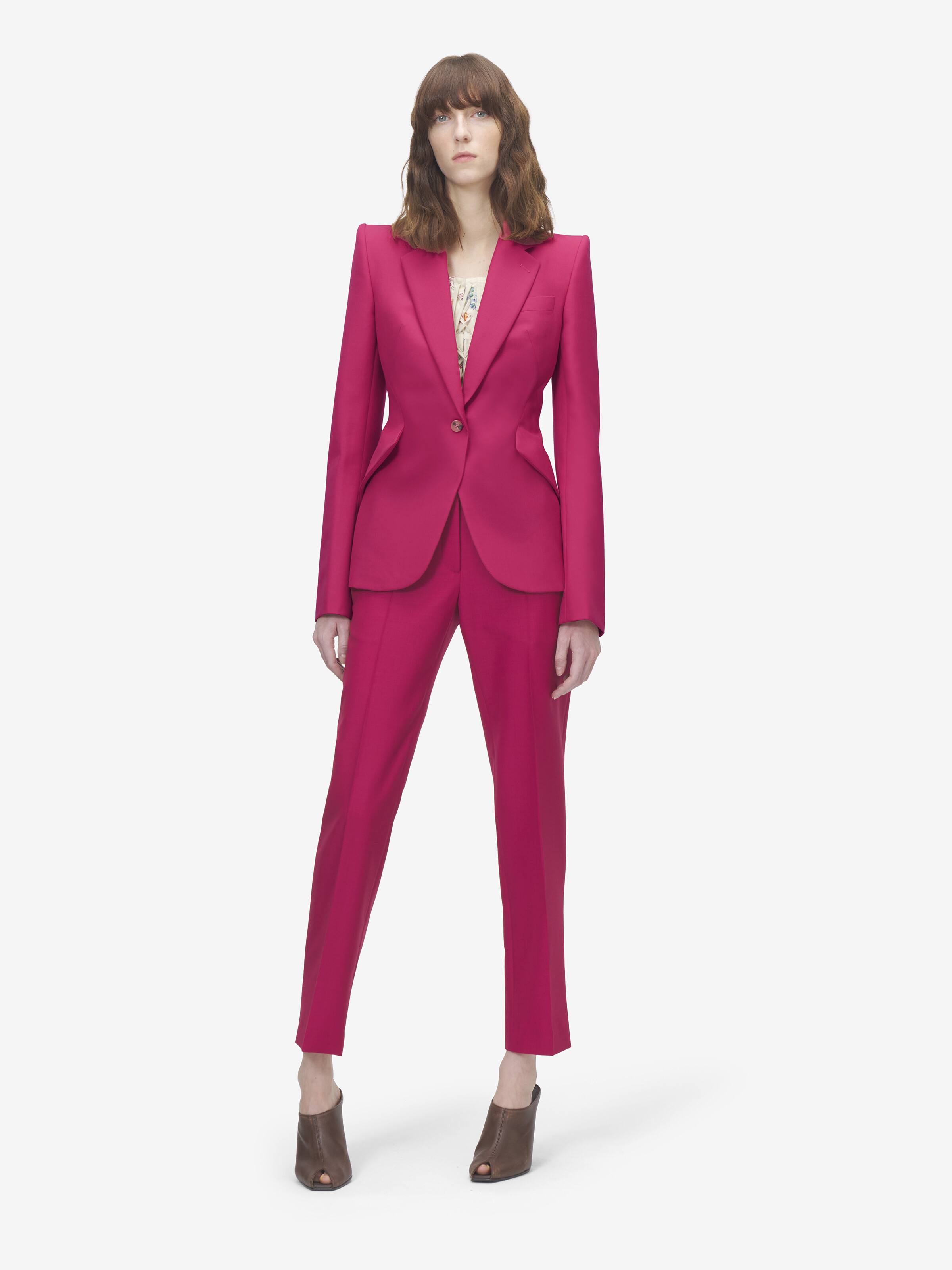Women's Cigarette Trousers in Pink in 75% Wool, 25% Mohair | Alexander McQueen - image 2