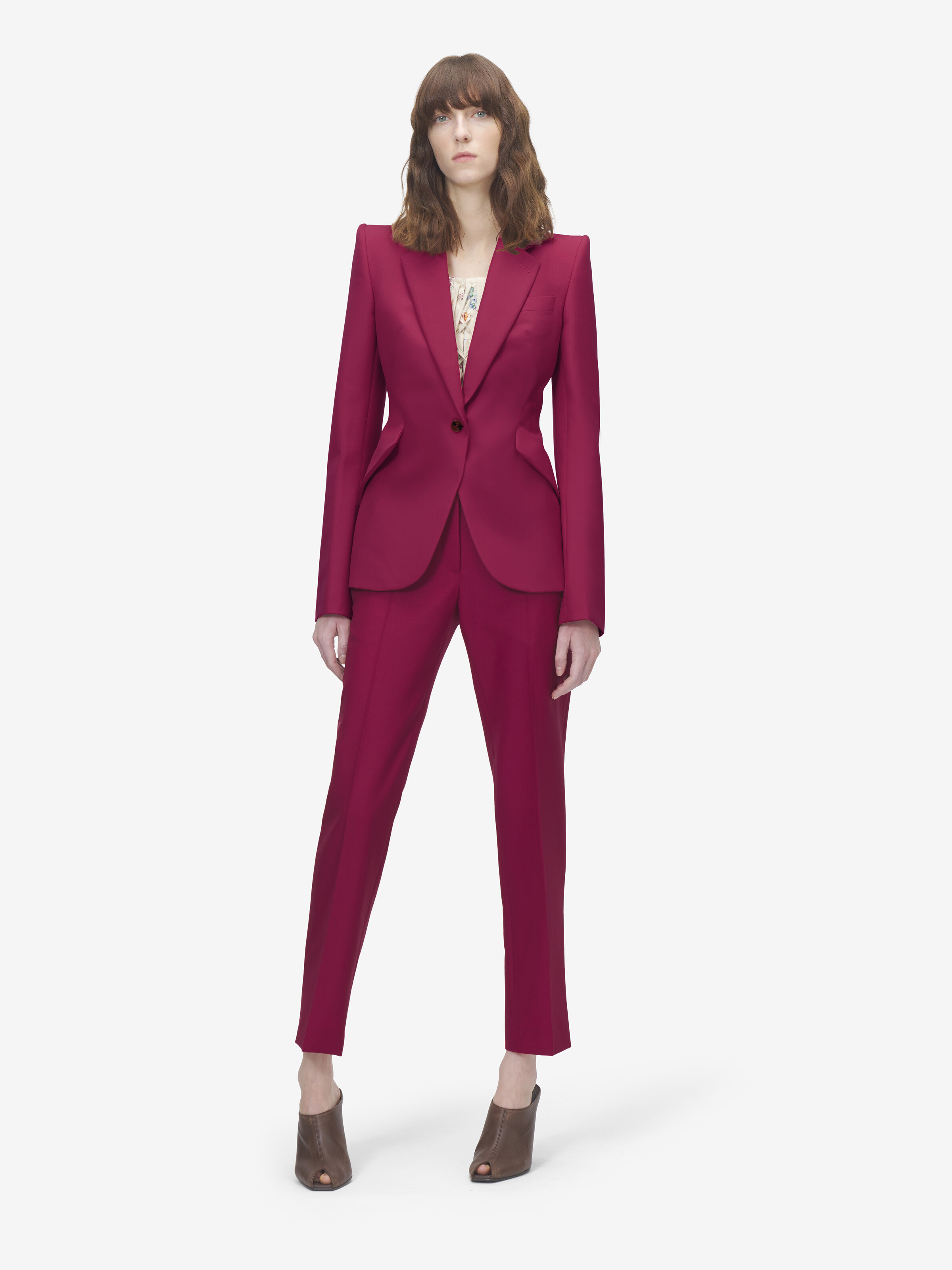 Women's Cigarette Trousers in Pink in 75% Wool, 25% Mohair | Alexander McQueen - image 2