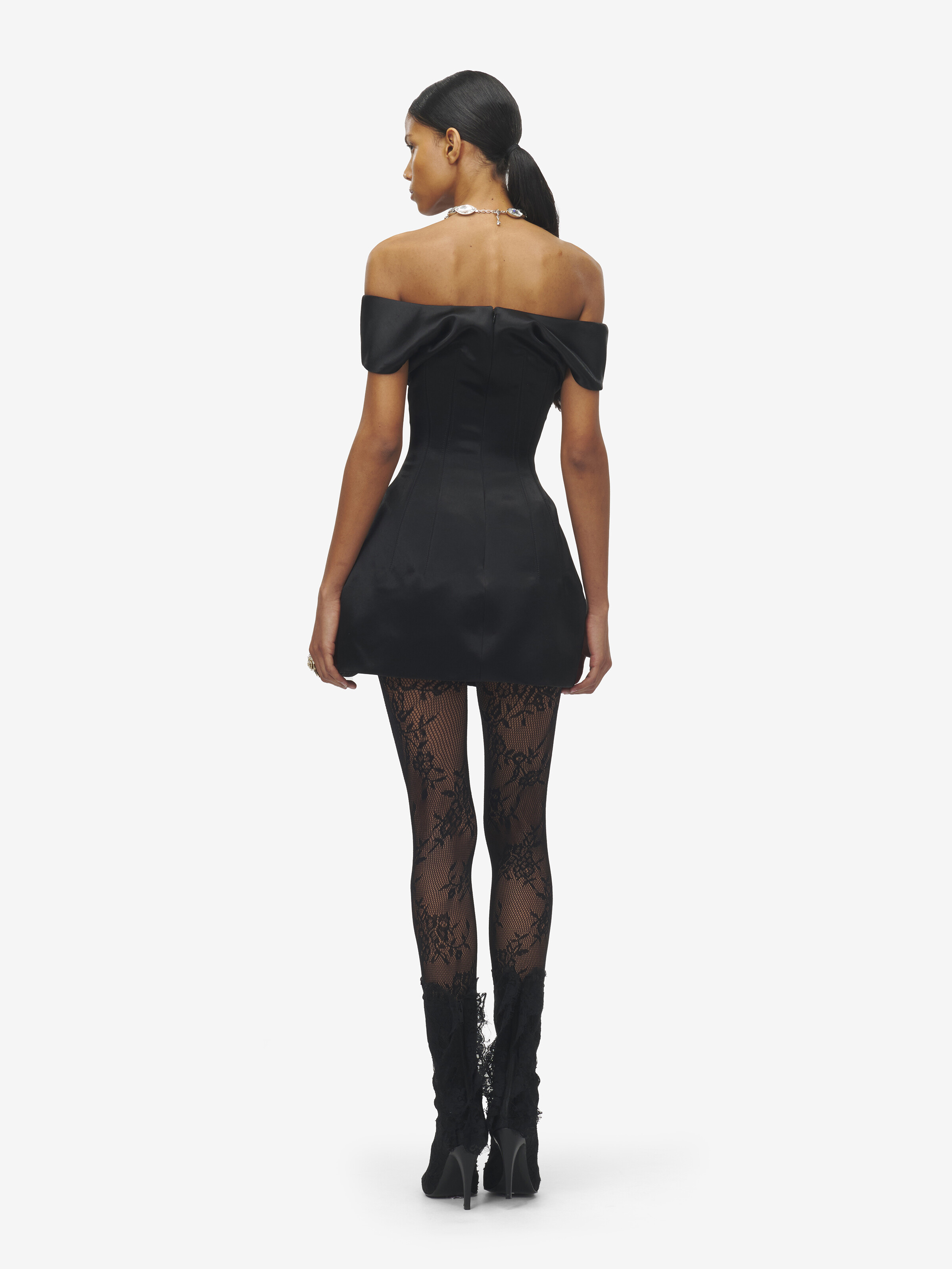 Women's Mini Dress in Black in 100% Acetate | Alexander McQueen - image 4