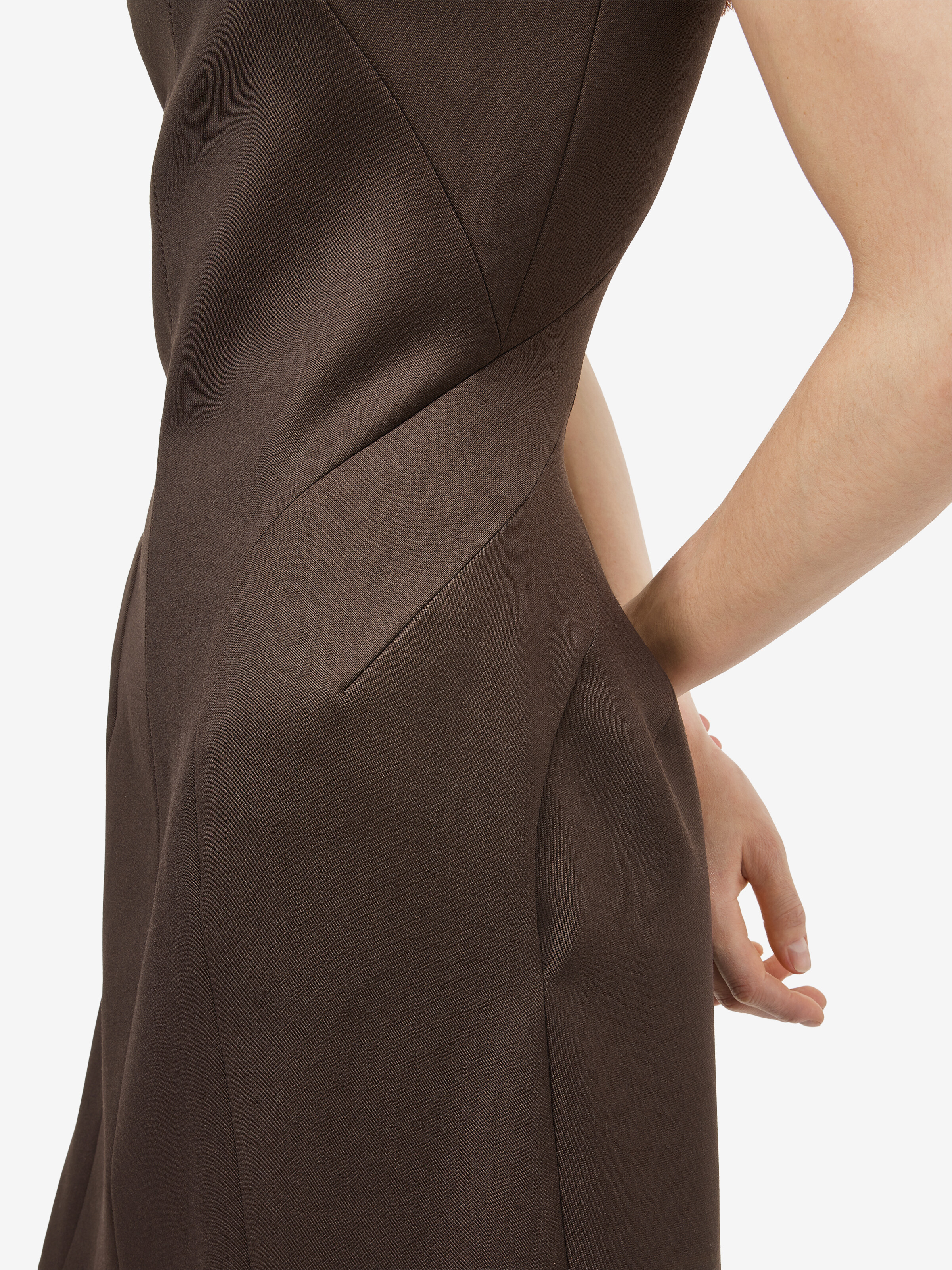 Women's Wool Barathea Mini Dress in Brown in 100% wool -  lining: 74% acetate, 26% silk -  filling: 100% polyester | Alexander McQueen - image 5