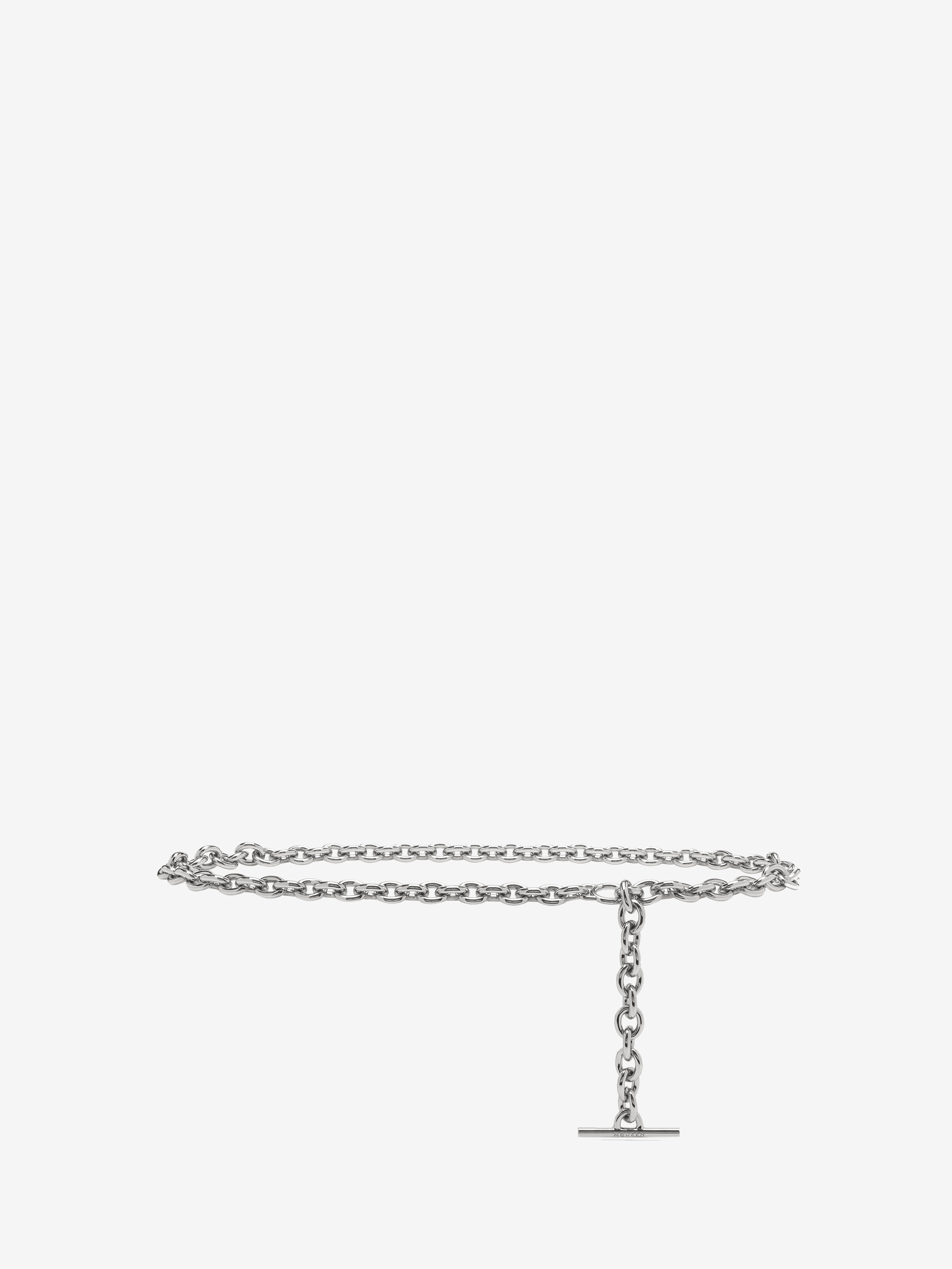 Women's T-Bar Chain Belt in Palladium in Brass | Alexander McQueen - image 1