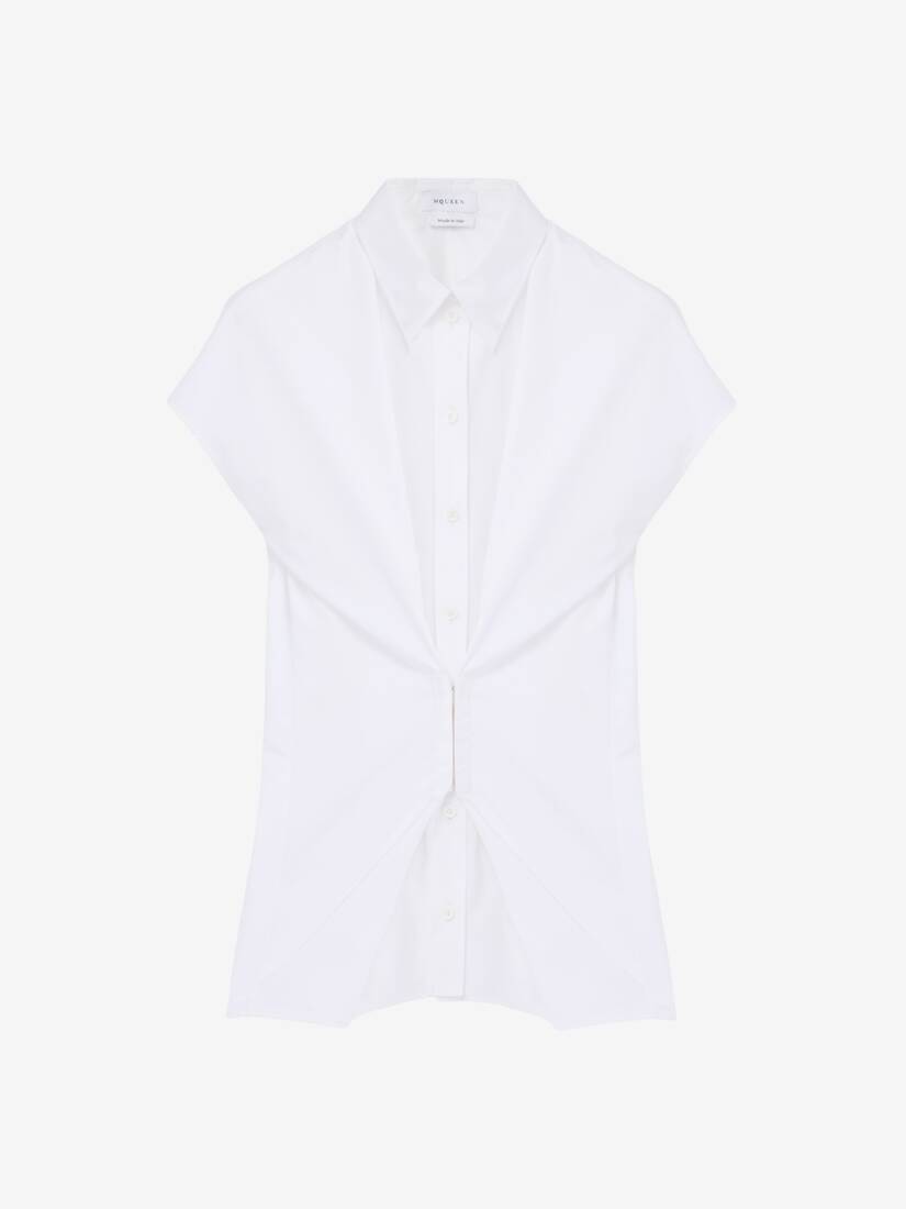 Gerafftes Hemd mit kurzen Ärmeln | Alexander McQueen - image 1