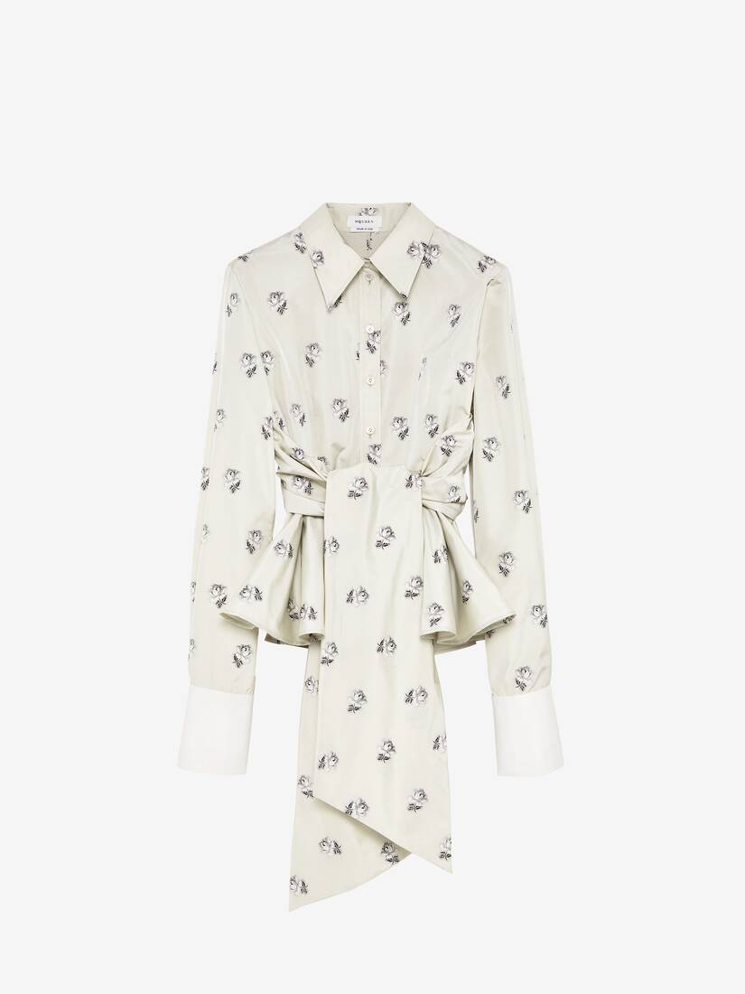 Chemise à nouer en jacquard de taffetas rose | Alexander McQueen - image 1
