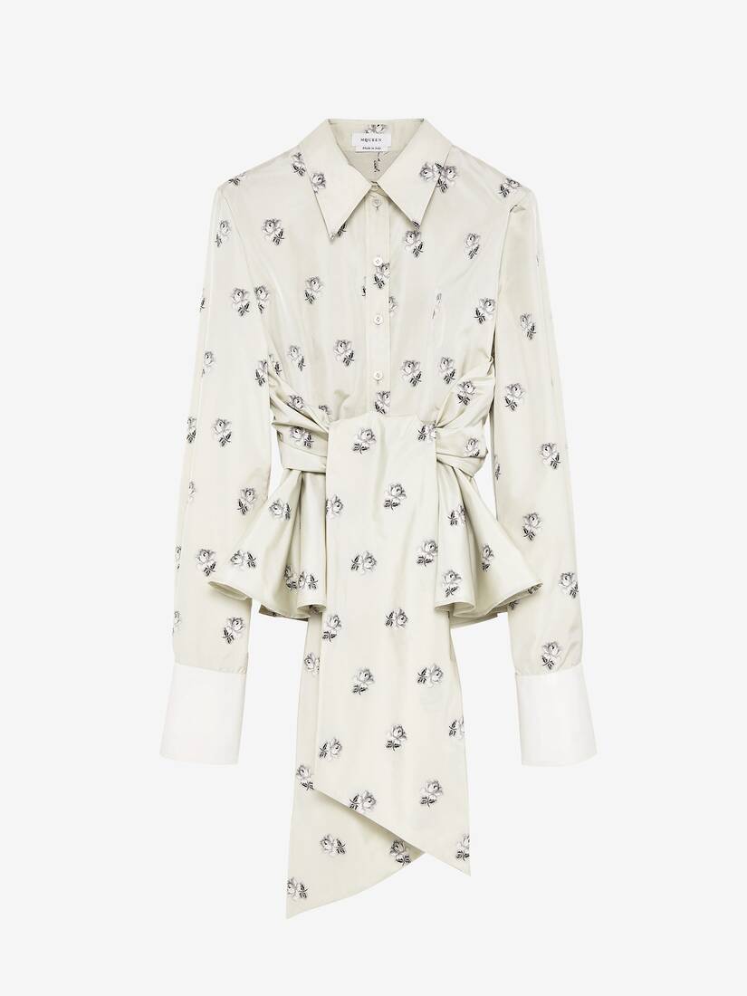 Taffeta Rose Jacquard Self-tie Shirt | Alexander McQueen - image 1