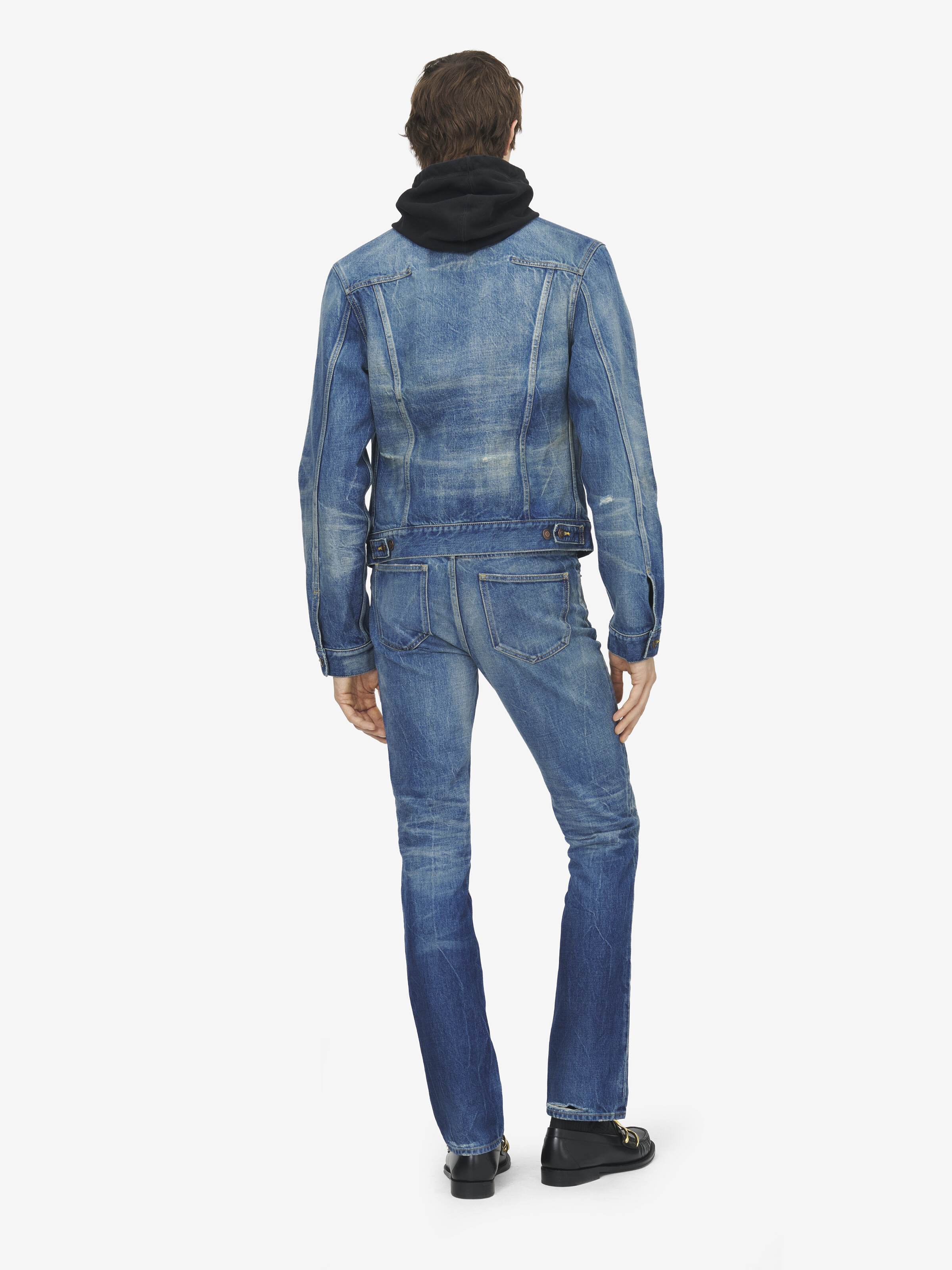 Men's Straight Leg Jeans in Washed Blue in 100% Cotton | Alexander McQueen - image 4