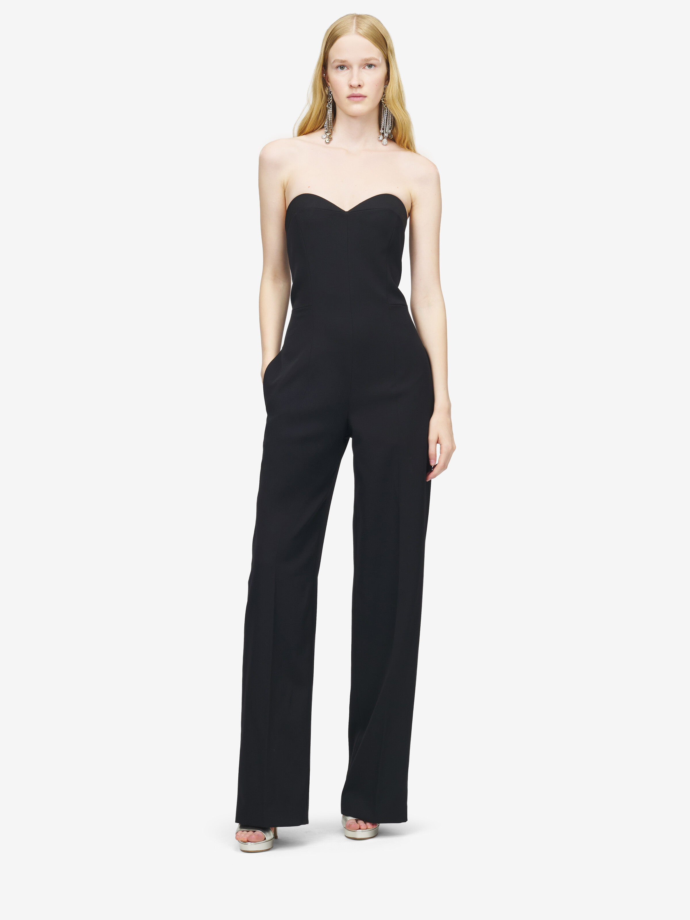 Women's Corset Jumpsuit in Black in 100% Wool | Alexander McQueen - image 2
