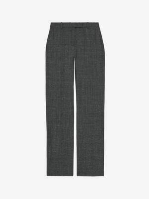 Women's Flecked Glen Check Tailored Trousers in Black/Ivory