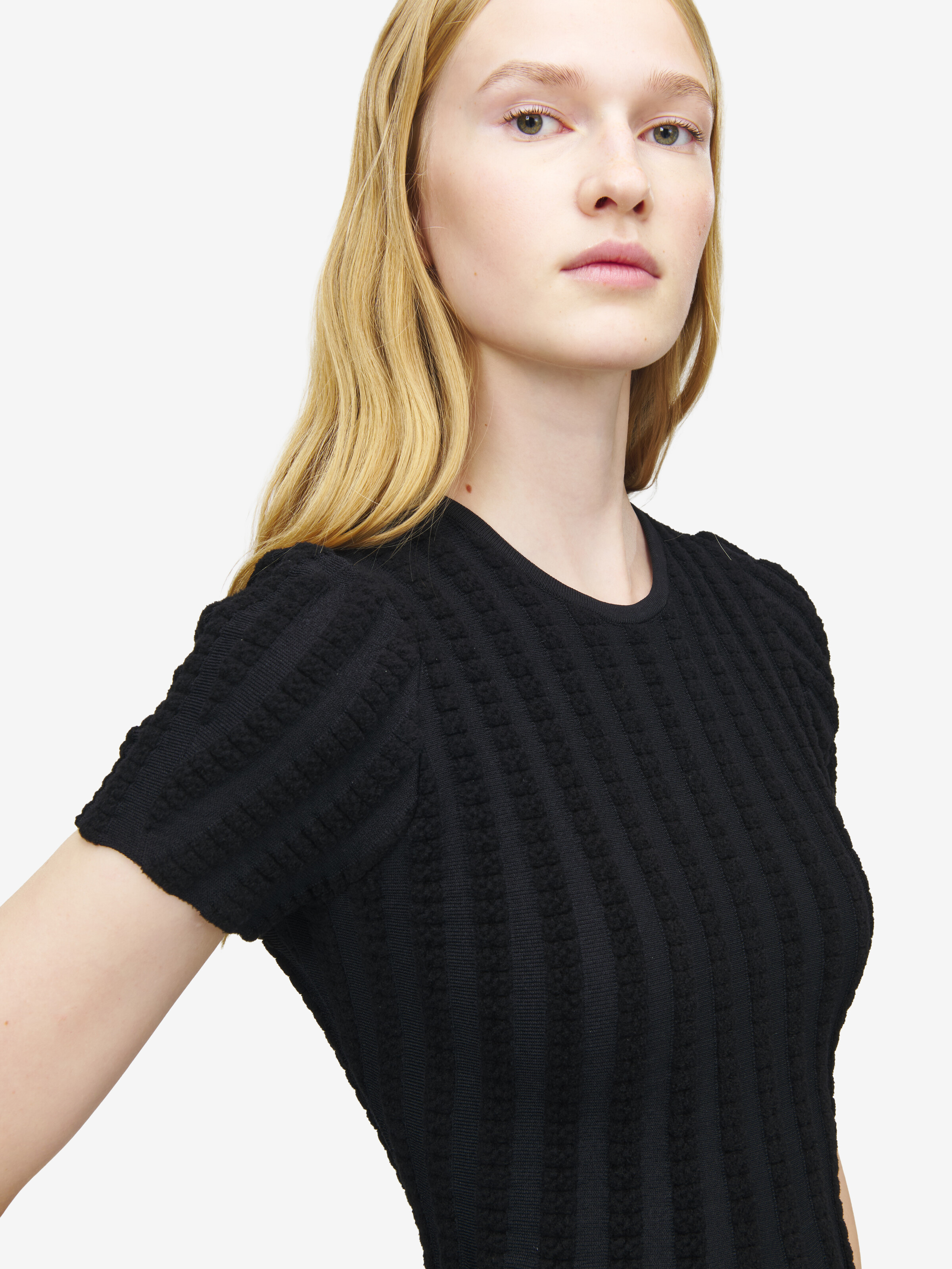 Women's Chenille Stripe Mini Dress in Black in 58% Viscose, 35% Polyamid, 5% Polyester, 2% Elastan | Alexander McQueen - image 5