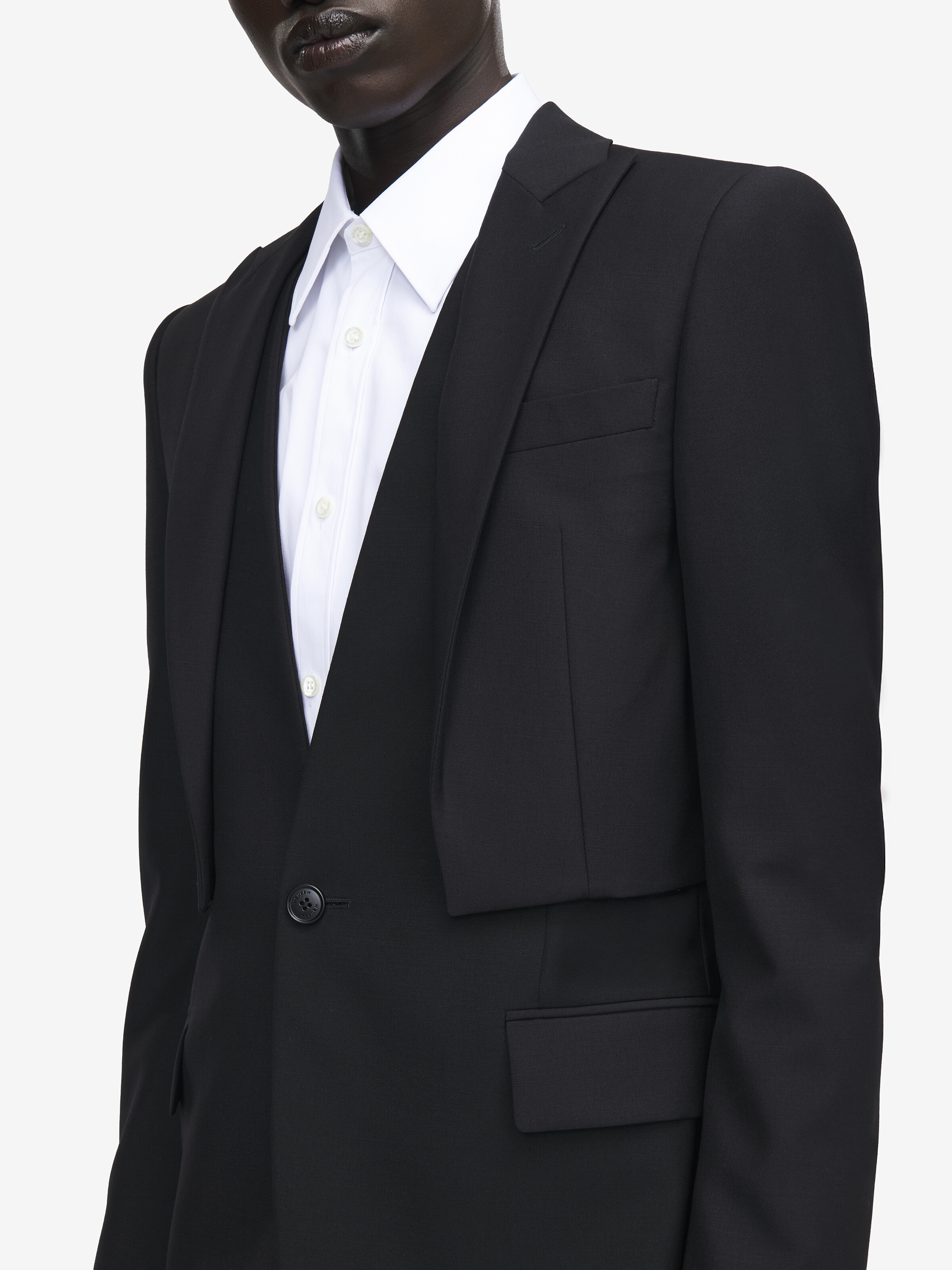 Veste trompe-l'œil à boutonnage simple pour Homme en Noir in 75% Laine, 25% Mohair | Alexander McQueen - image 5