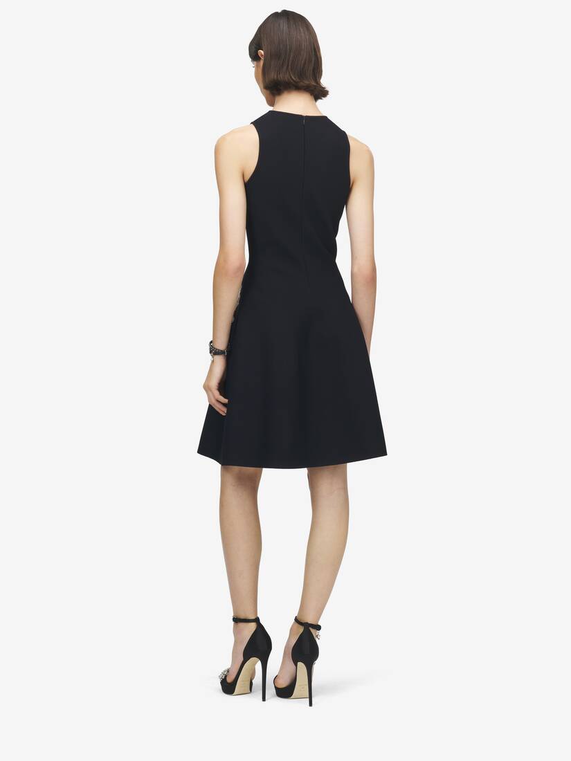 Jacquard-Minikleid mit Rippenstickerei aus Spitze