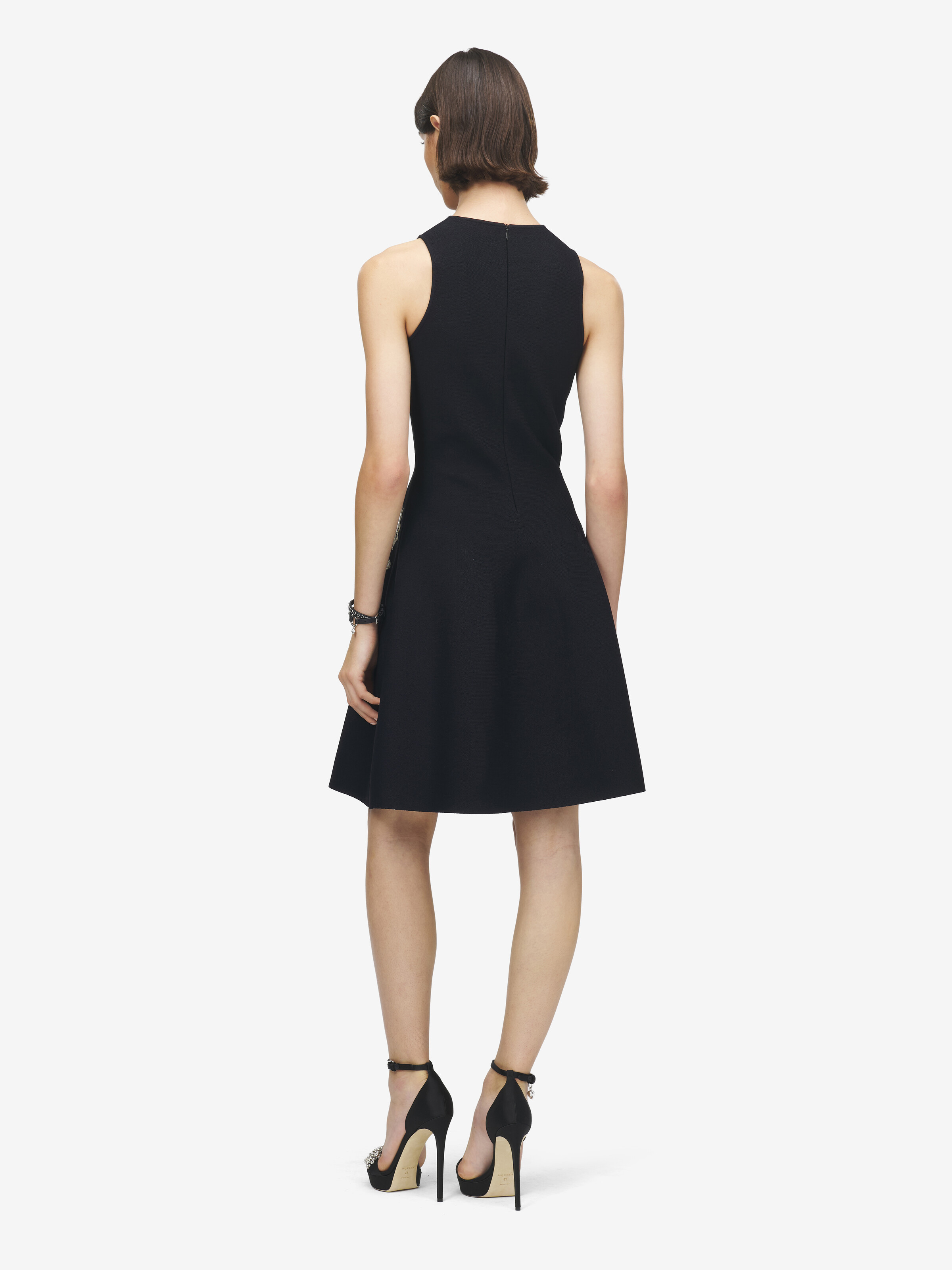 Jacquard-Minikleid mit Rippenstickerei aus Spitze Damen für Schwarz in 84% Viscose, 14% Polyester, 2% Metallic-Polyester | Alexander McQueen - image 4