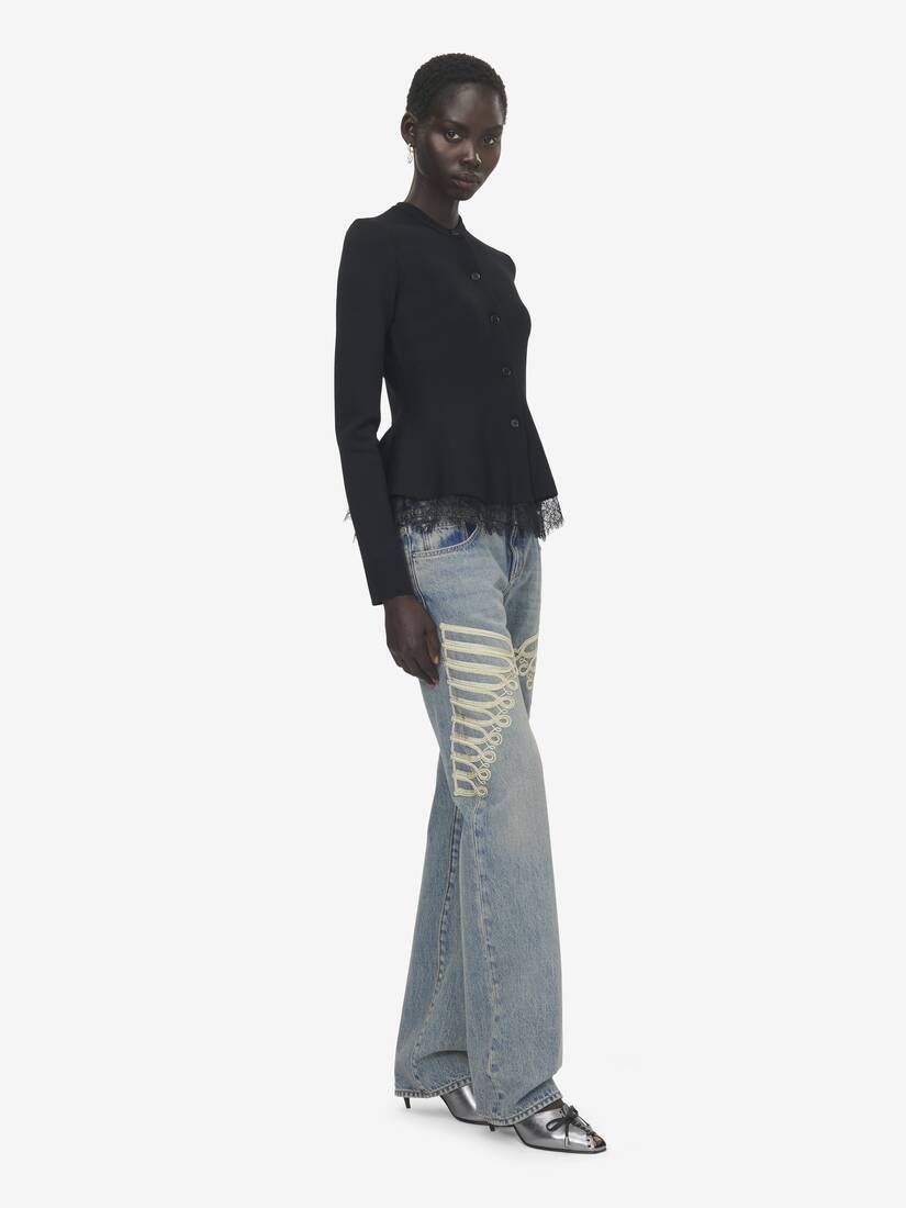 Lace Trim Peplum Cardigan | Alexander McQueen - image 3