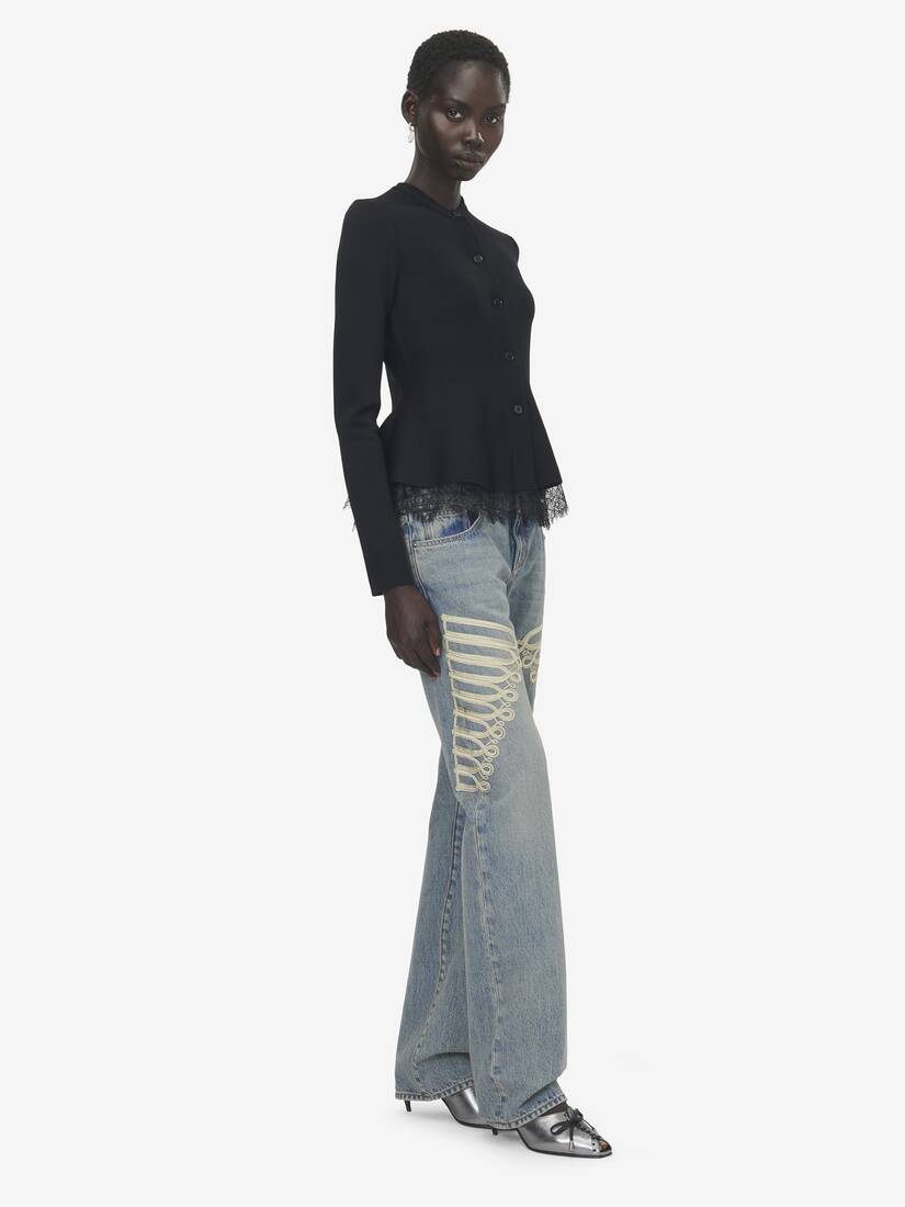 Lace Trim Peplum Cardigan | Alexander McQueen - image 3