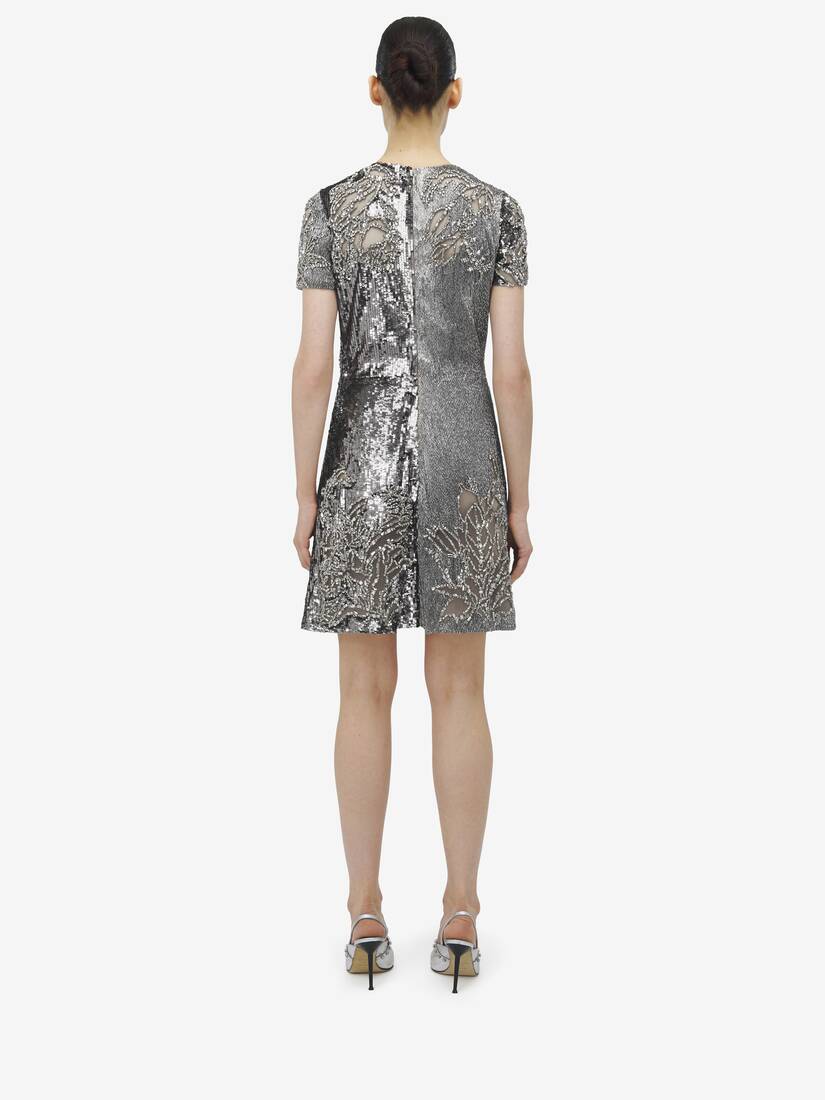 Crystal Stencil Embroidery Mini Dress