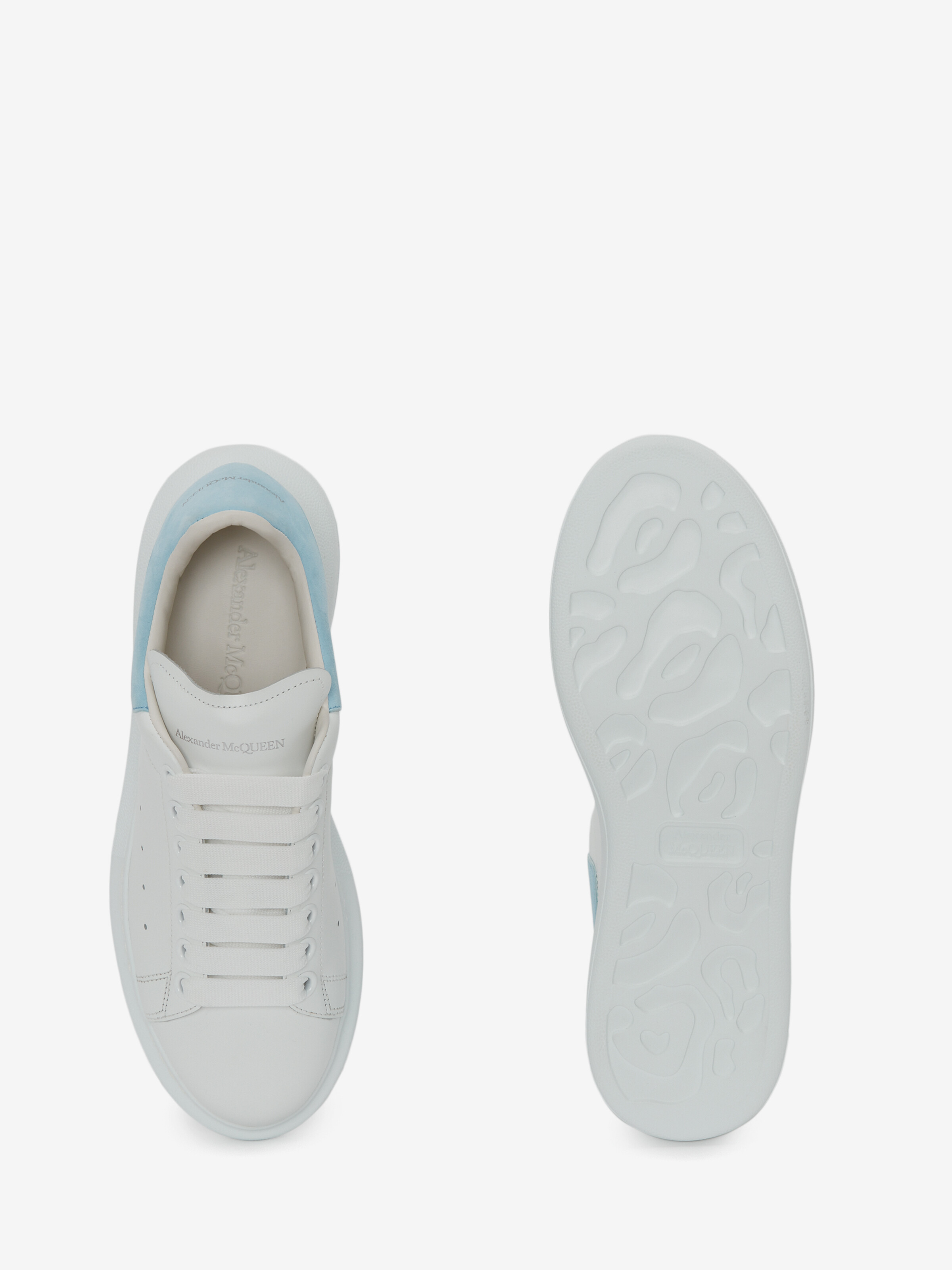 Women's Oversized Sneaker in White/Blue in Calf Leather | Alexander McQueen - image 4