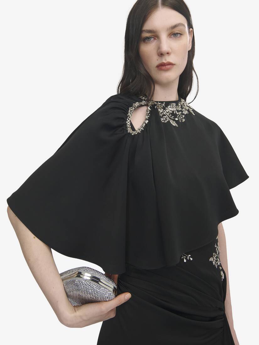Floral Embroidery Asymmetric Cape | Alexander McQueen - image 5