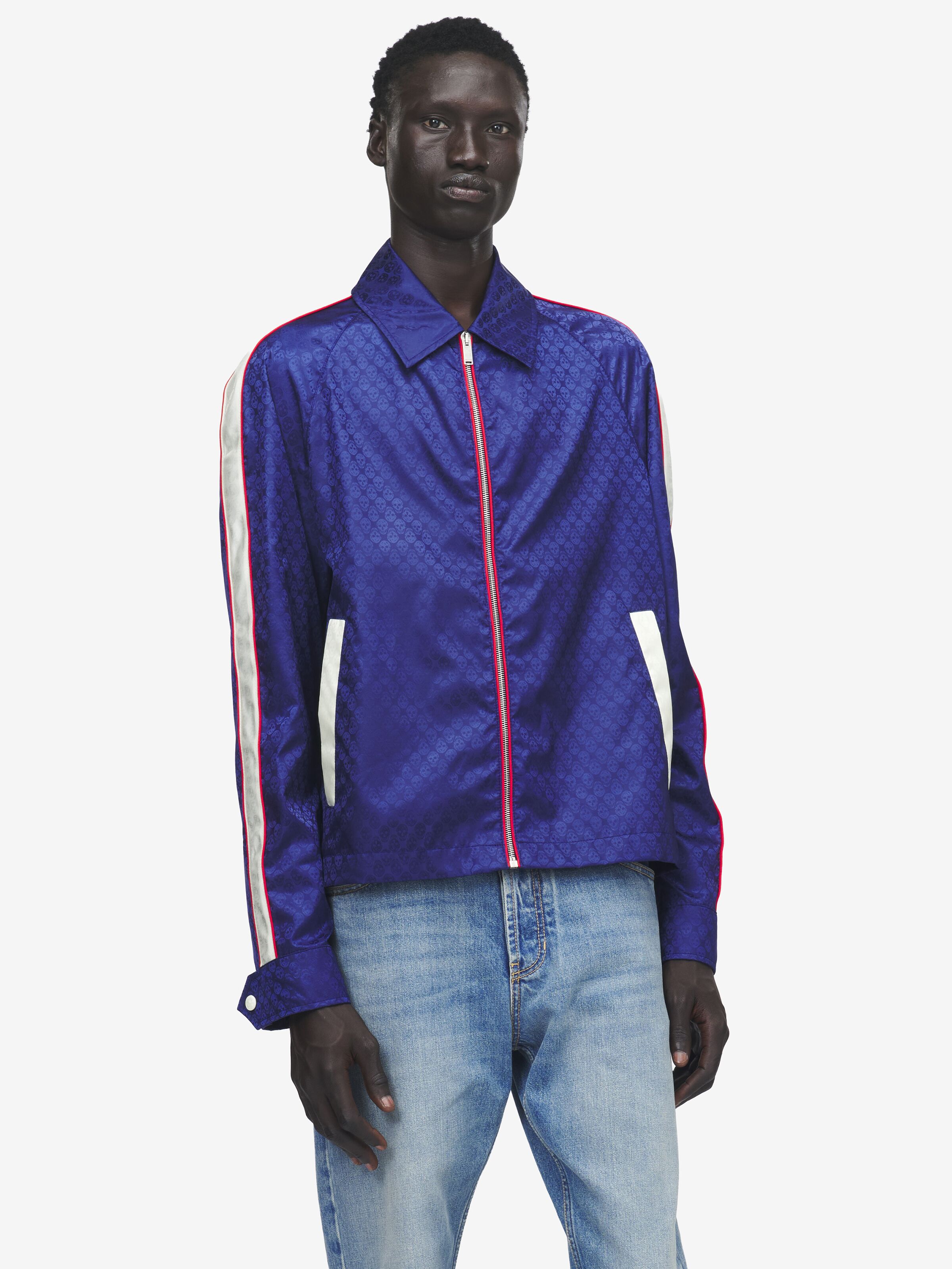 Veste en jacquard Skull pour Homme en Bleu in 100% Polyamide | Alexander McQueen - image 1