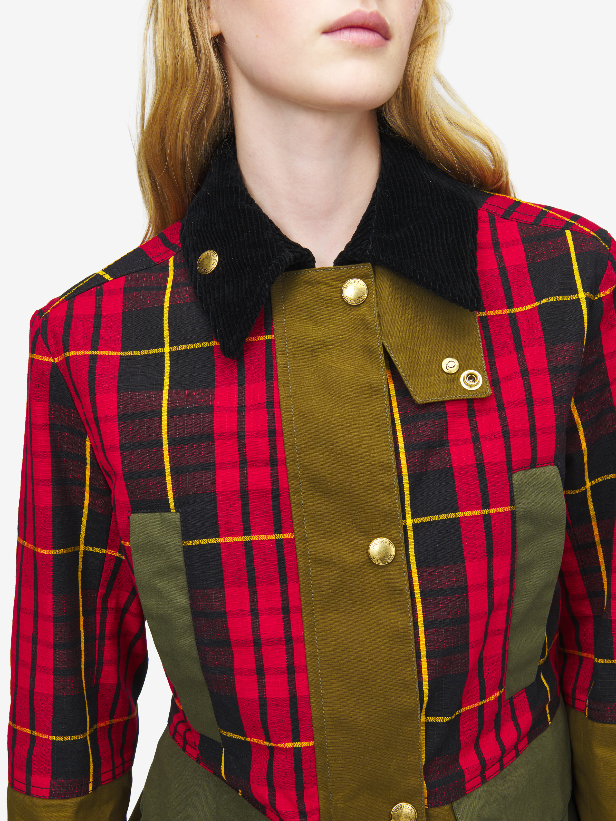 Women's Tartan Ripstop Jacket in Red/Black/Yellow in 60% Cotton, 40% Polyamide | Alexander McQueen - image 6