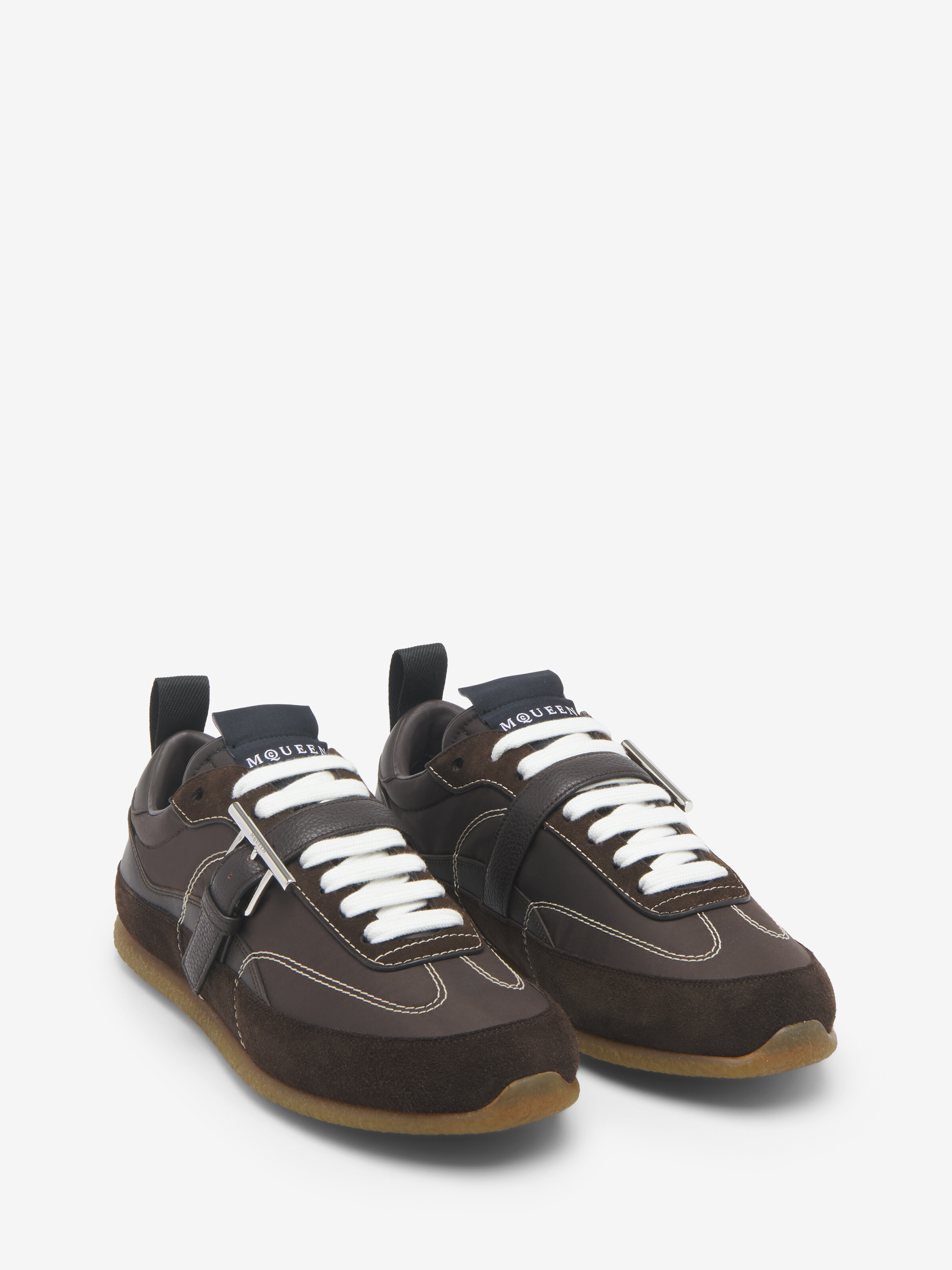 Men's EC1 T-Bar Sneaker in Dark Brown in Calf Leather | Alexander McQueen - image 2