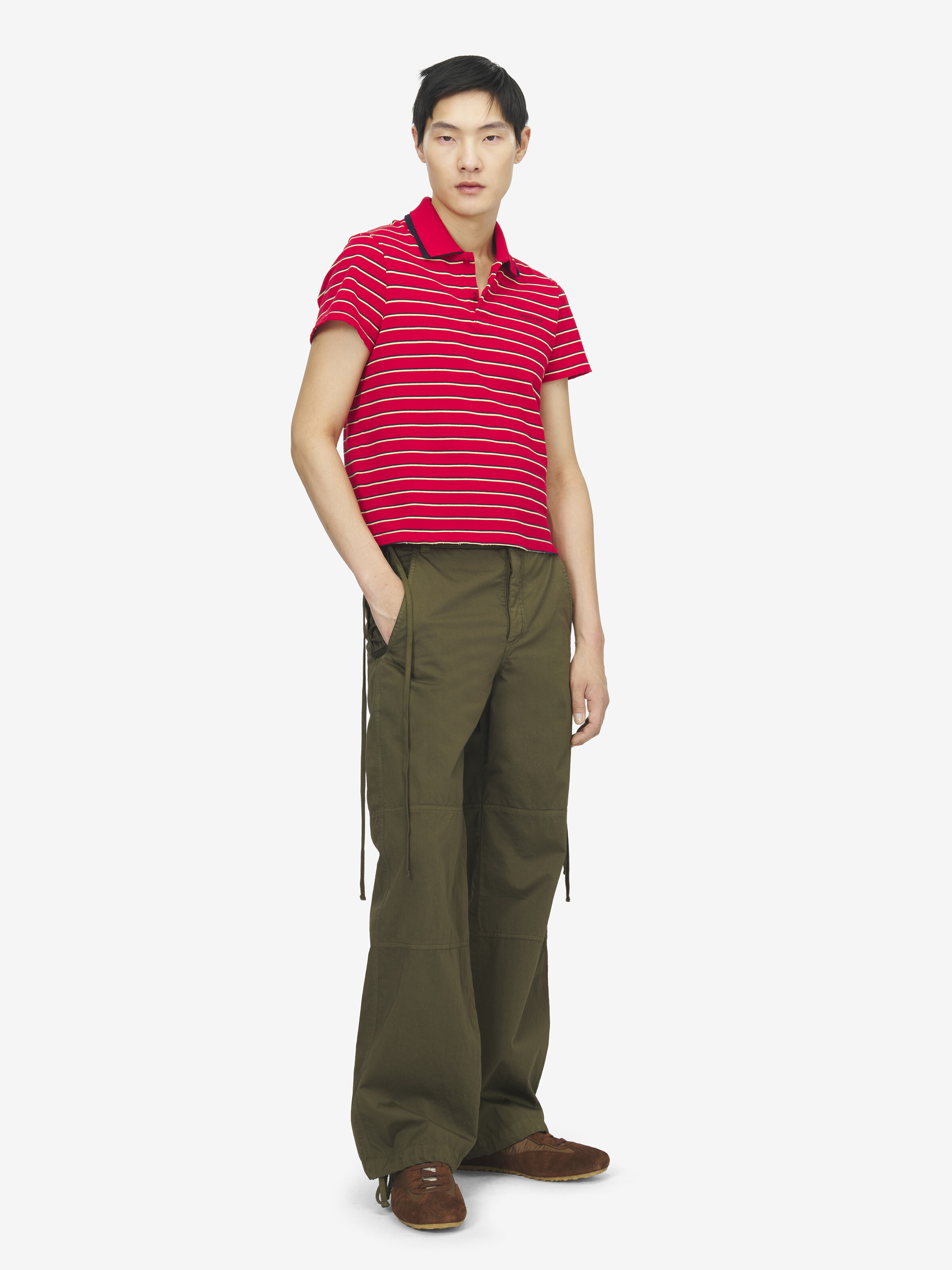 Men's Striped Polo Shirt in Red in 100% Cotton | Alexander McQueen - image 2