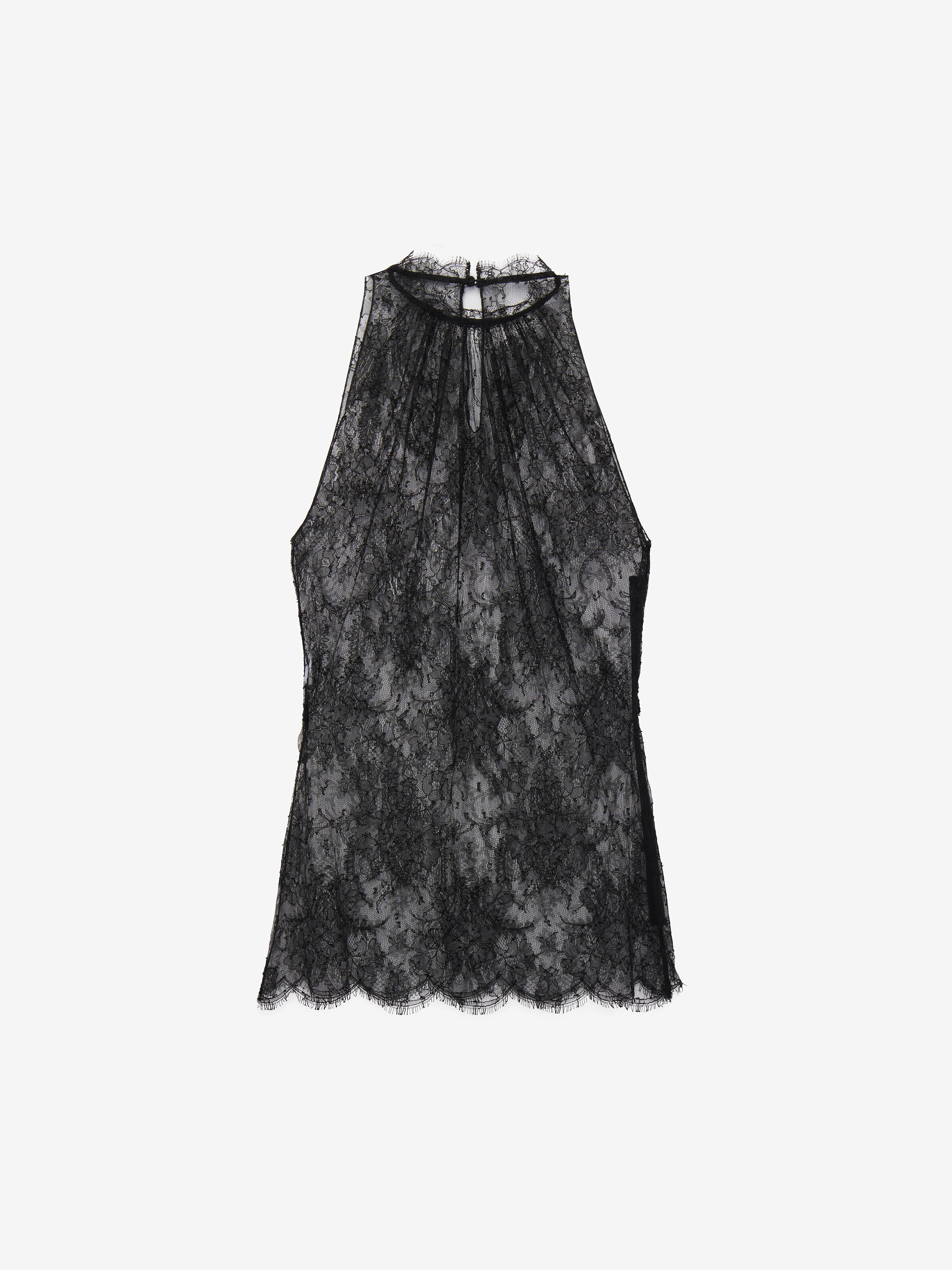 Women's Floral Lace Sleeveless Top in Black in 61% Polyamide, 39% Viscose | Alexander McQueen - image 1