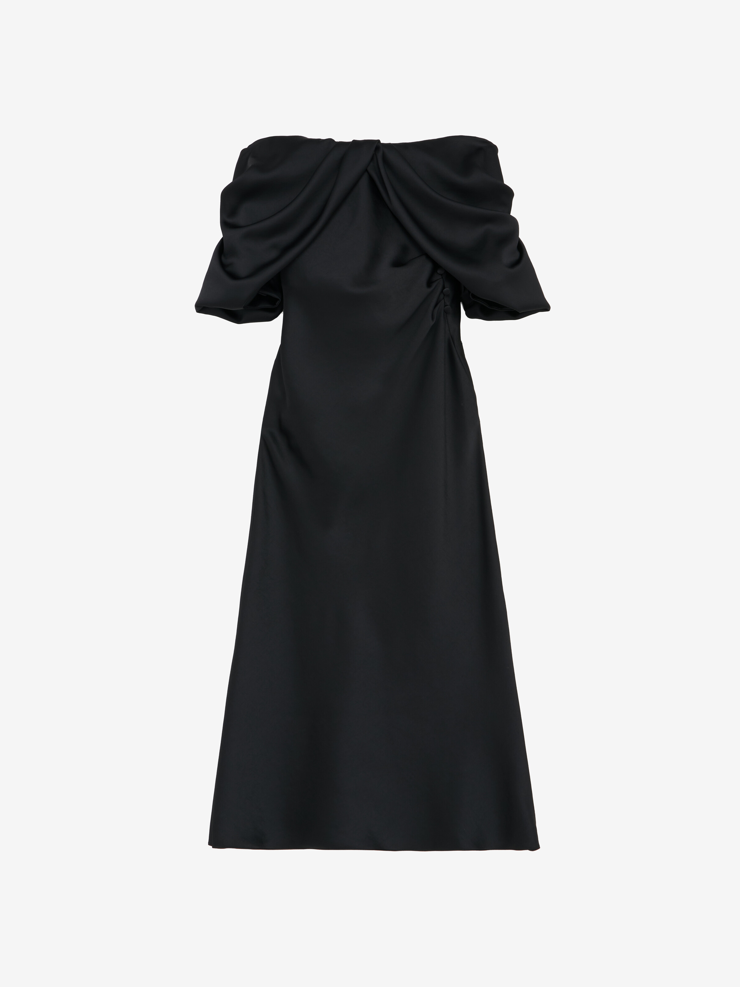 Schulterfreies, drapiertes Abendkleid für Damen in Schwarz in 100% Polyester | Alexander McQueen - image 2