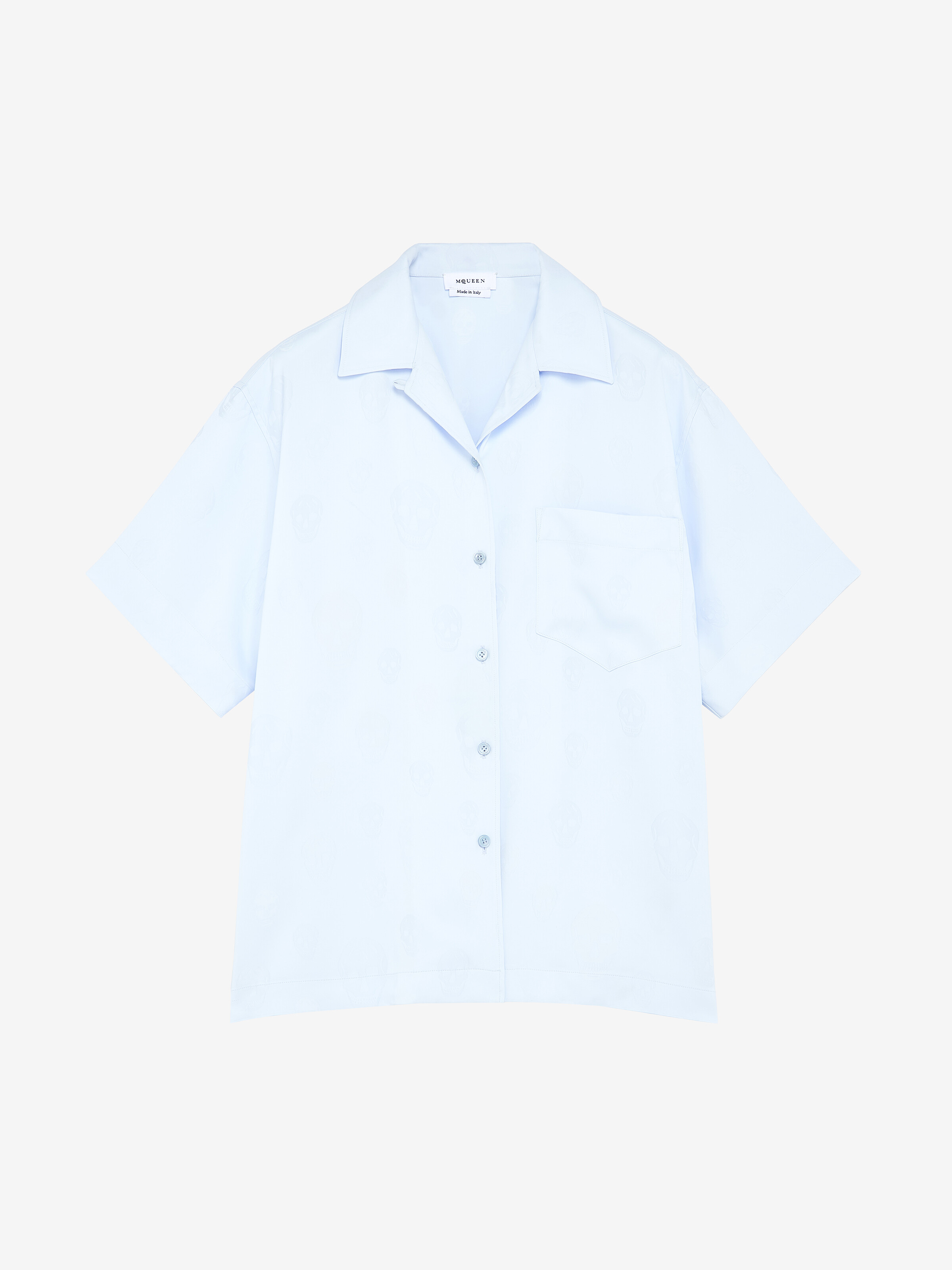 Women's Skull Jacquard Pyjama Shirt in Light Blue in 100% Viscose | Alexander McQueen - image 2