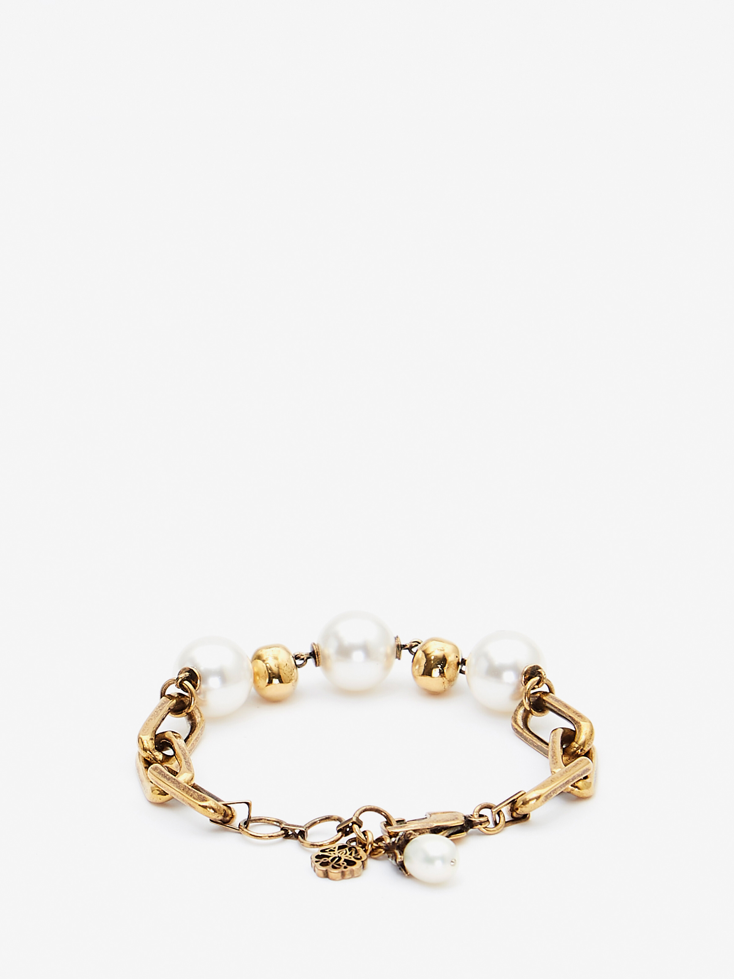 Pearl-like Skull Chain Bracelet