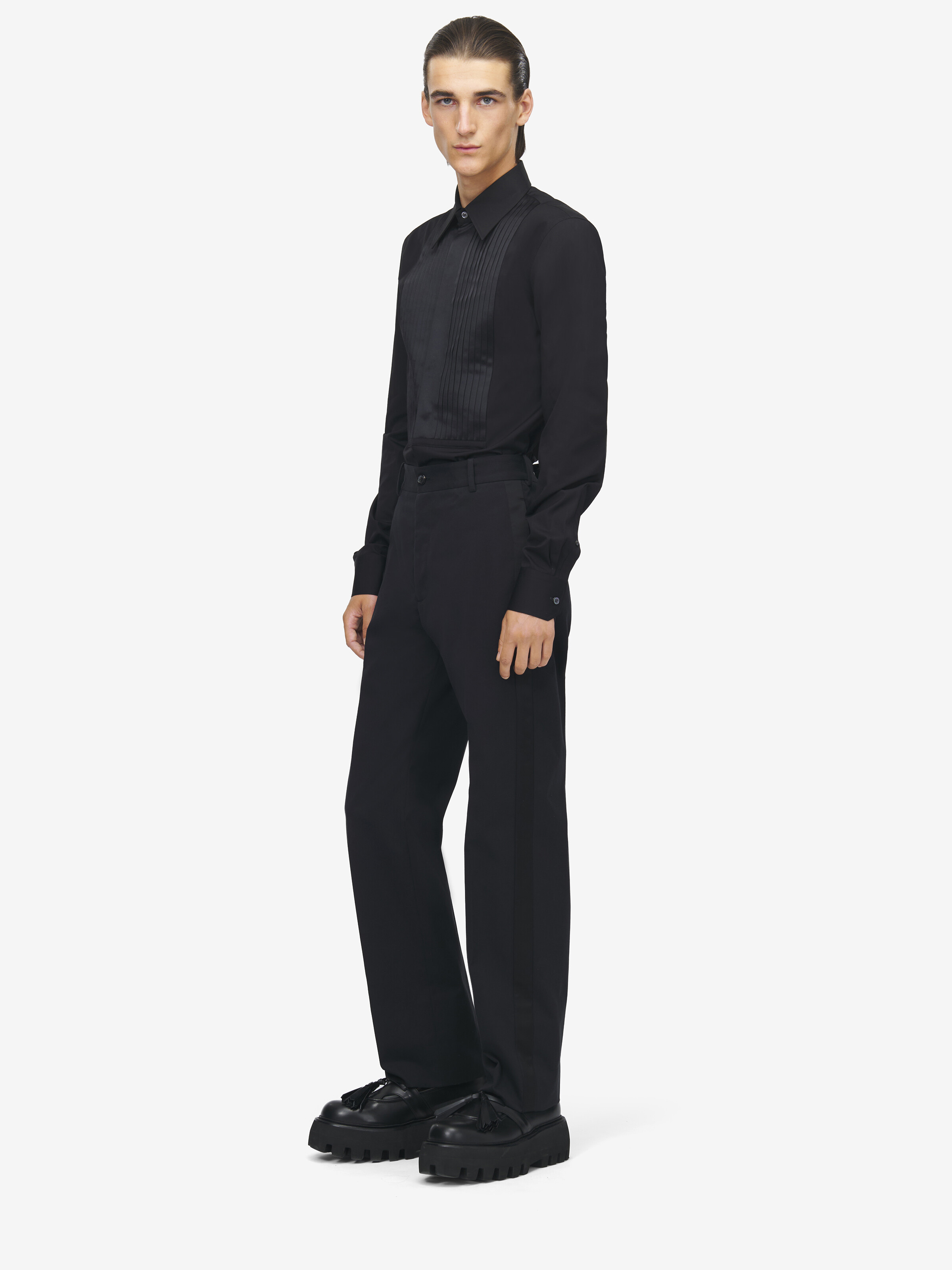 Men's Bib Shirt in Black in 100% Cotton | Alexander McQueen - image 3