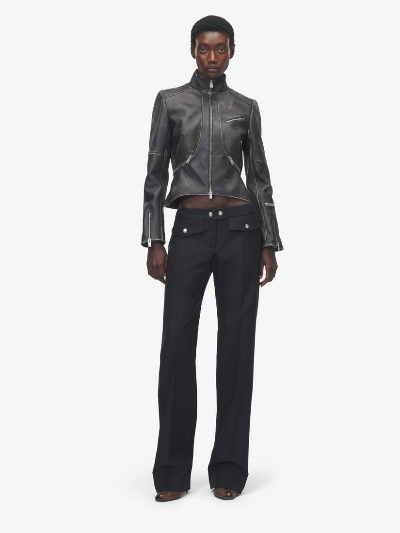 Brushed Leather Cropped Jacket | Alexander McQueen - image 2