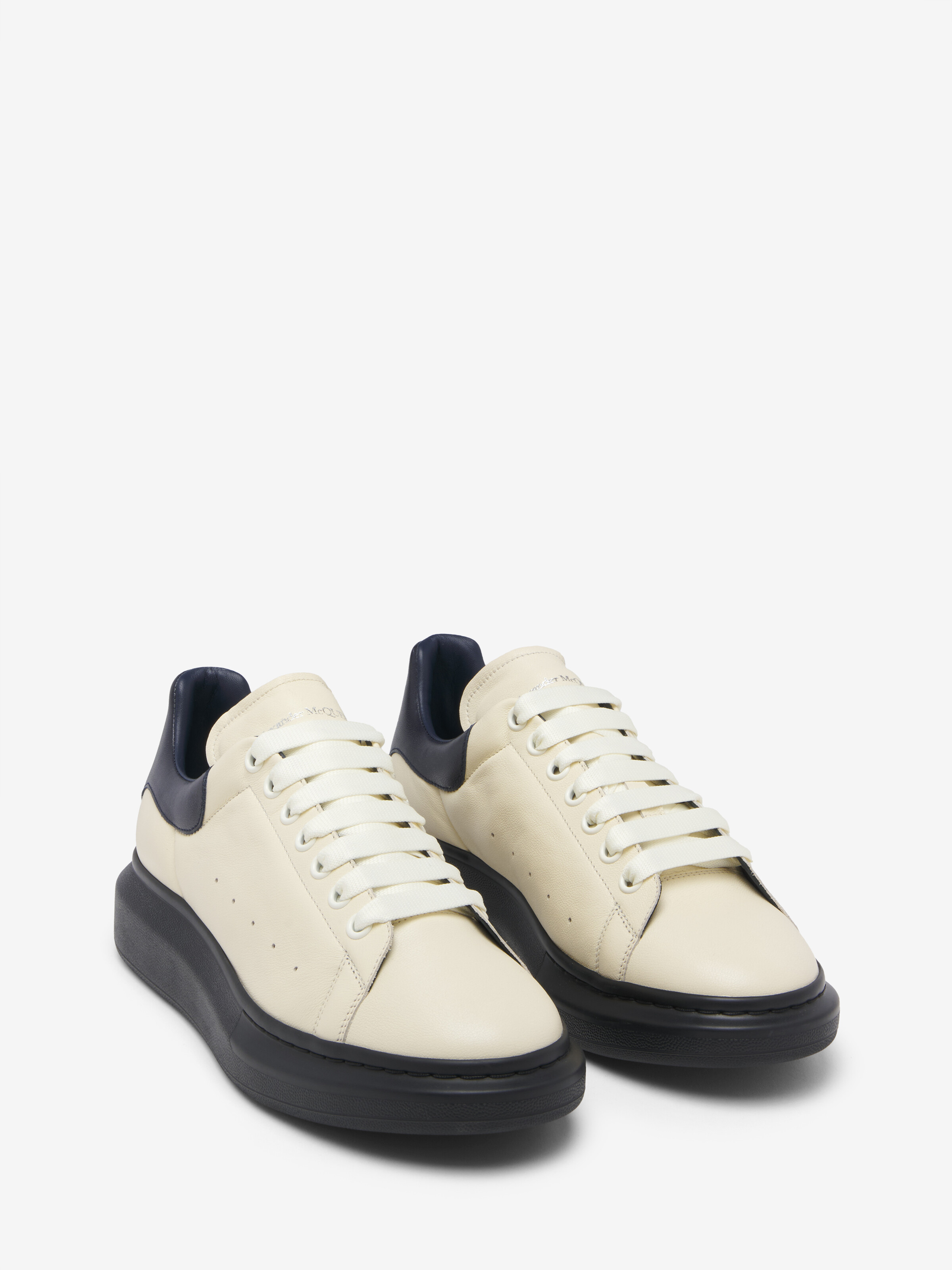 Men's Oversized Sneaker in Cream/Dark Blue in Calf Leather | Alexander McQueen - image 3