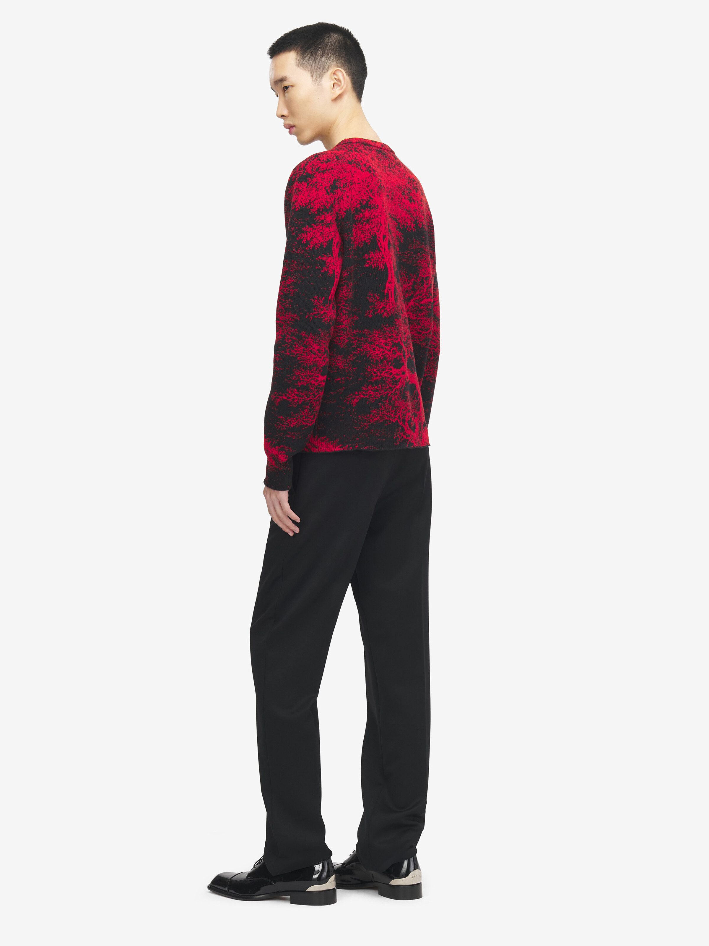 Men's Tree Of Life' Jacquard Jumper in Red/Black in 100% Wool | Alexander McQueen - image 4