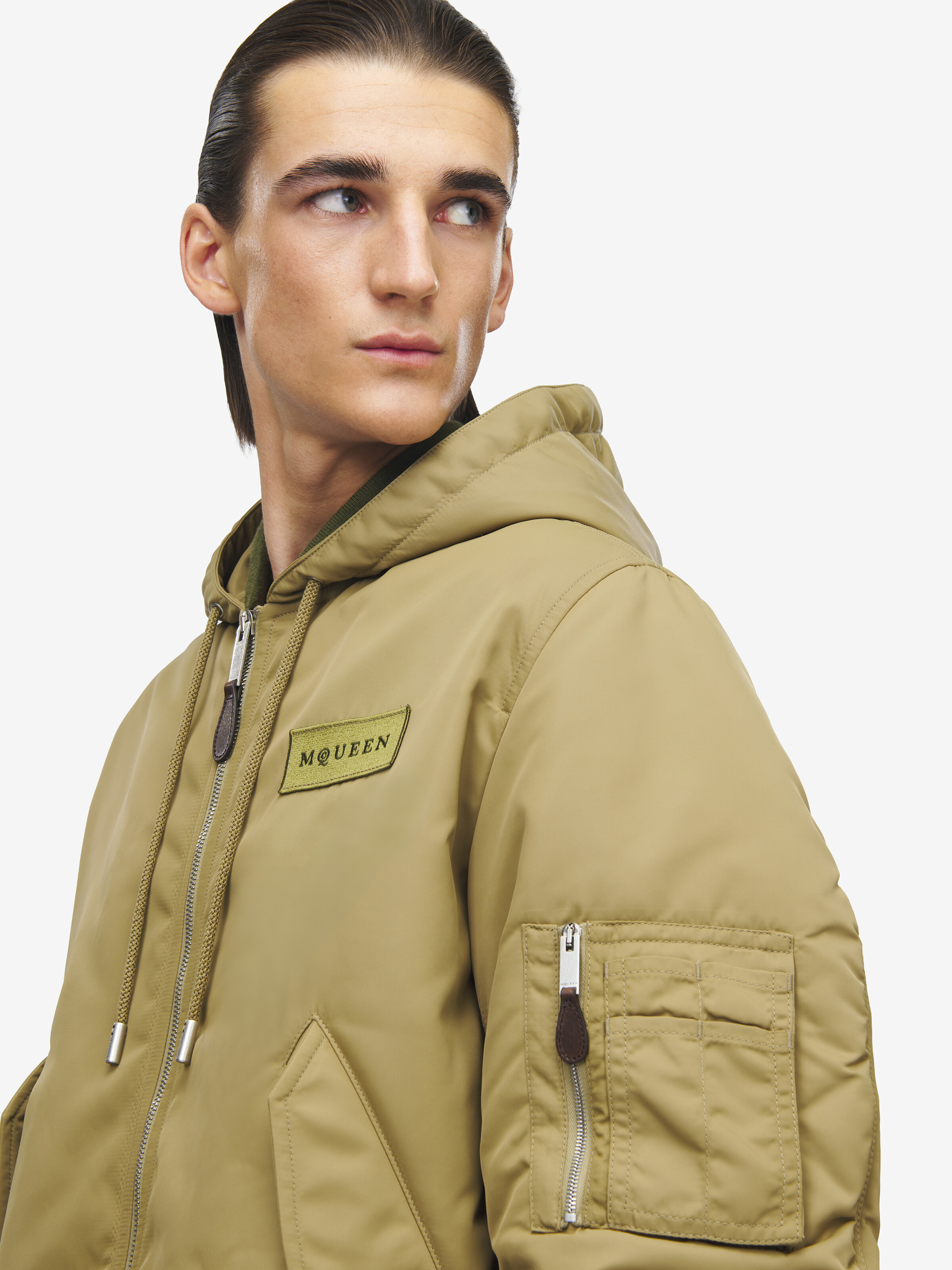 Men's Hooded Nylon Jacket in Beige in 100% Polyamid | Alexander McQueen - image 6