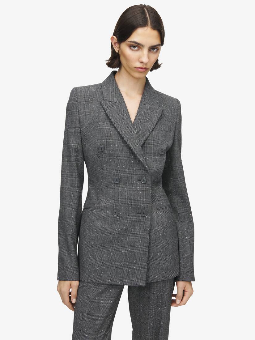 Flecked Glen Check Double-breasted Jacket | Alexander McQueen - image 6