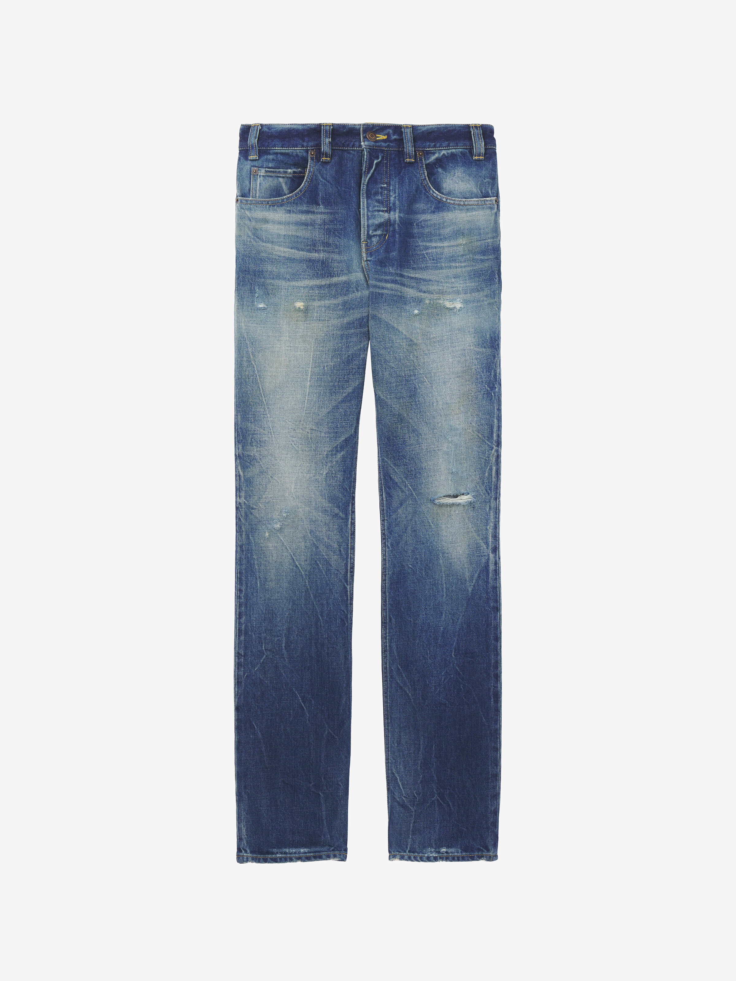Men's Straight Leg Jeans in Washed Blue in 100% Cotton | Alexander McQueen - image 1