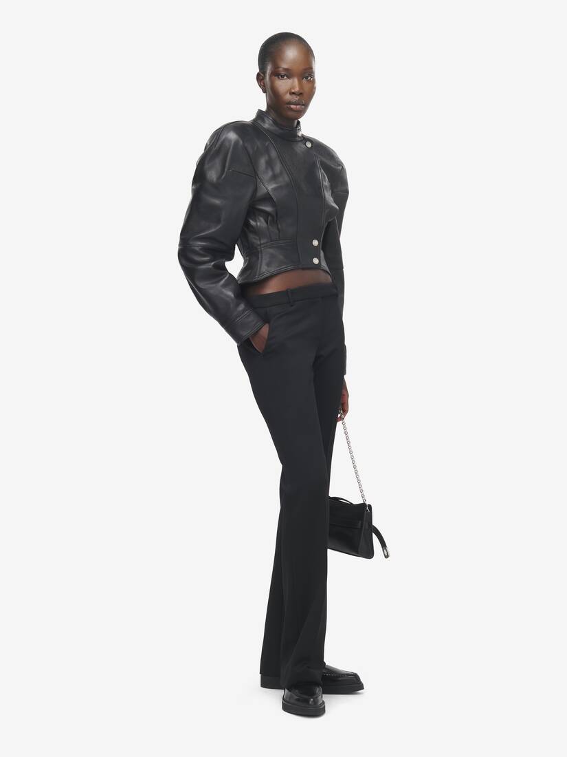 Sculpted Shoulder Leather Jacket | Alexander McQueen - image 3