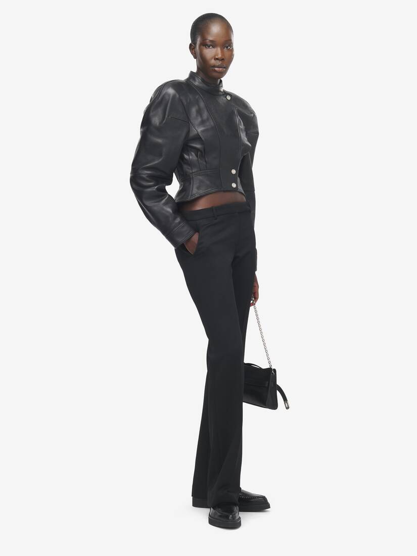 Sculpted Shoulder Leather Jacket | Alexander McQueen - image 3