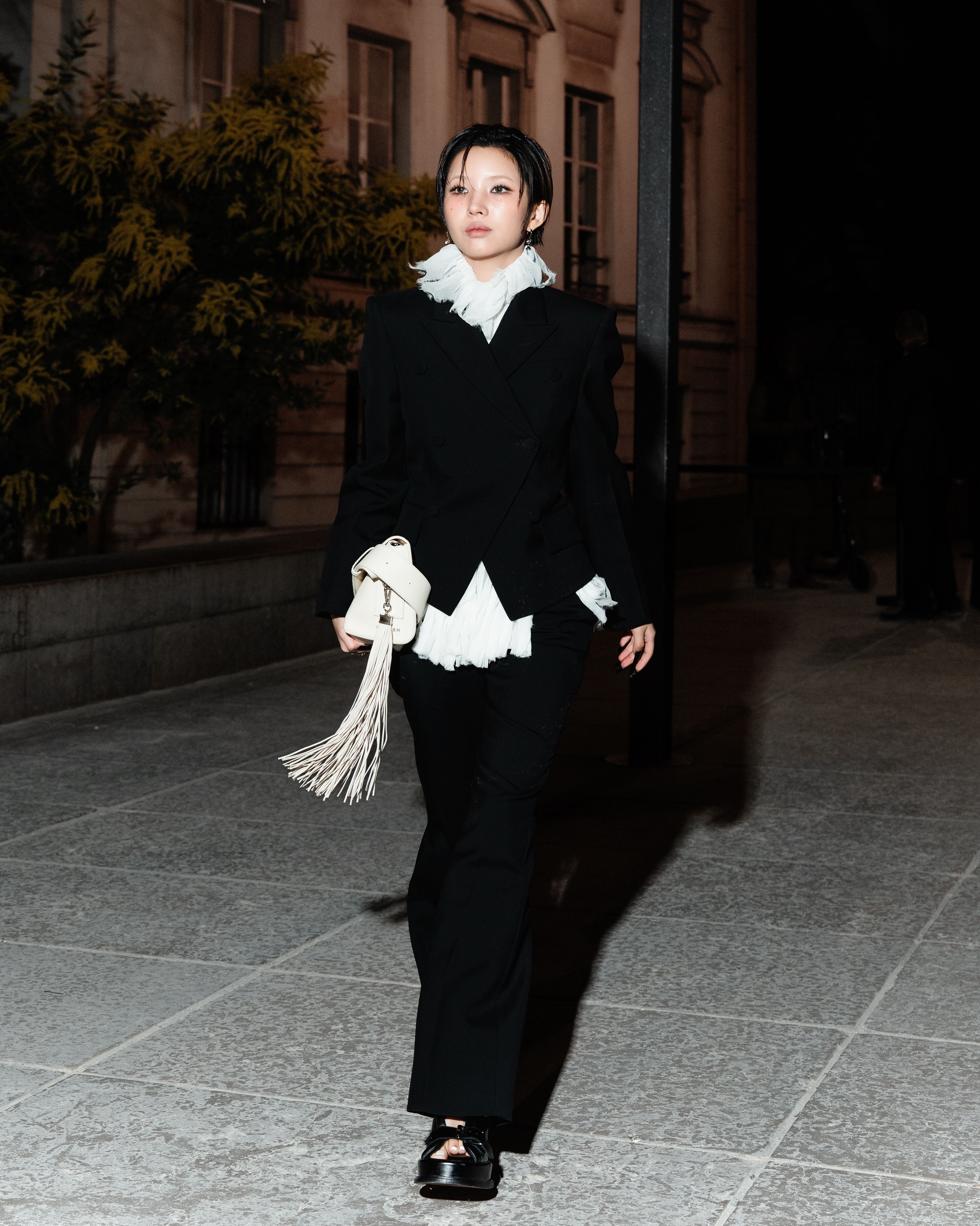 Soyeon Jeon arriving at McQueen Autumn Winter 2025 Show