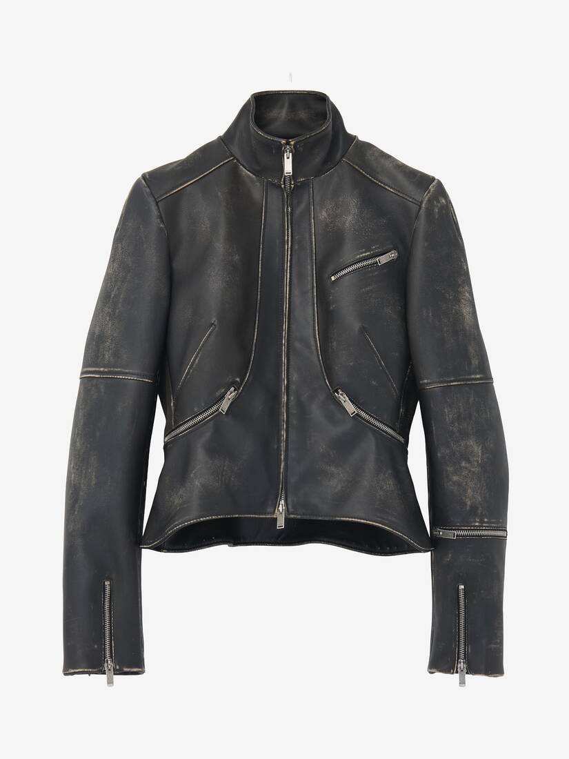 Brushed Leather Cropped Jacket | Alexander McQueen - image 1