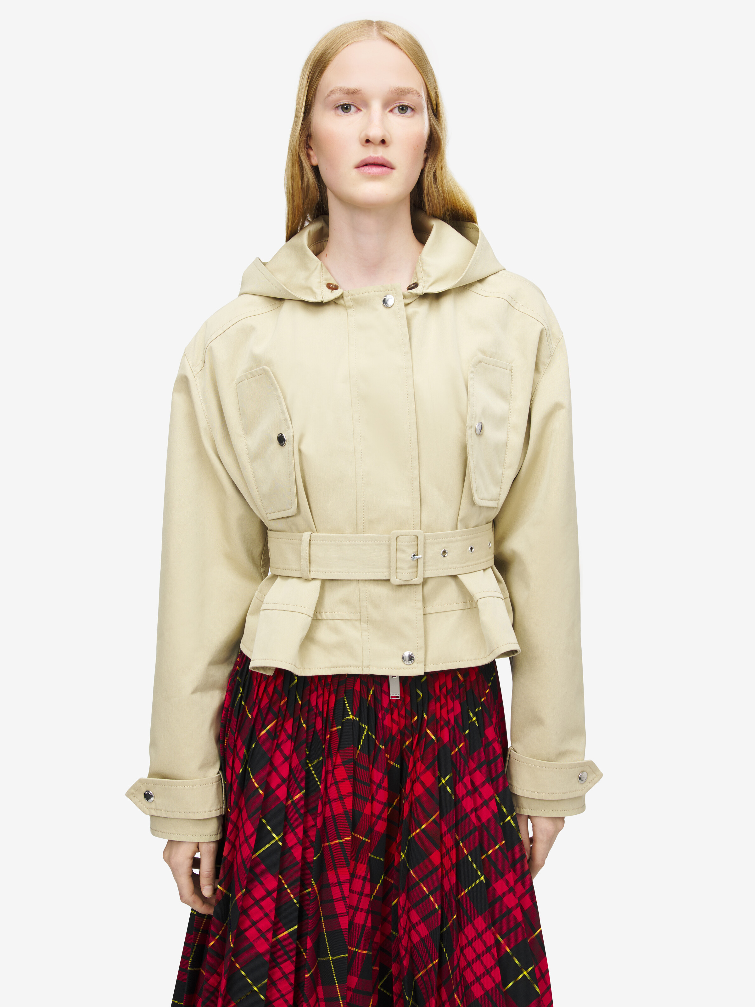 Giacca con cintura e volant da Donna in Beige in 100% Cotone | Alexander McQueen - image 1