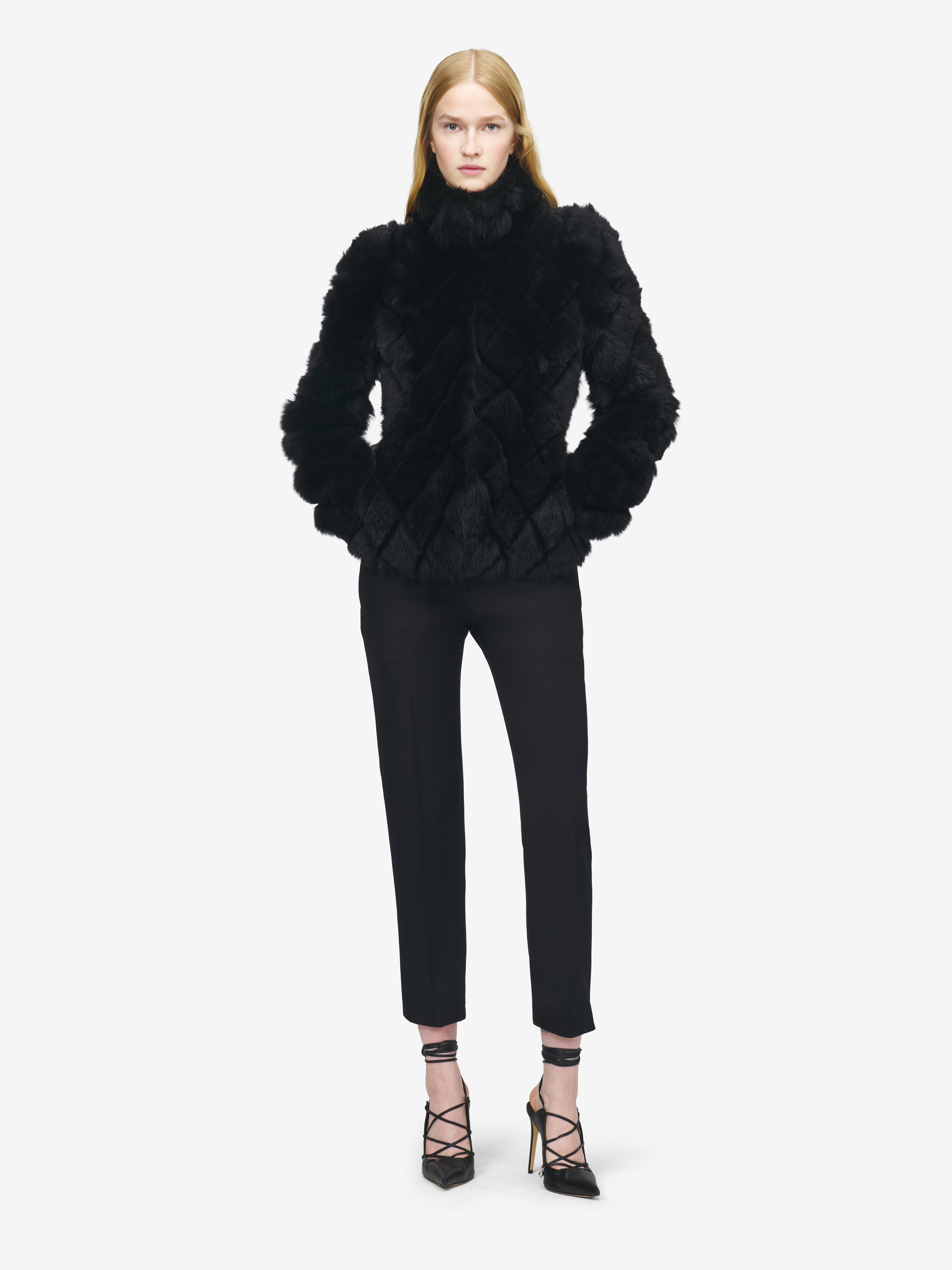 Veste en mouton retourné effet matelassé pour Femme en Noir in 100% Fourrure d'agneau | Alexander McQueen - image 3