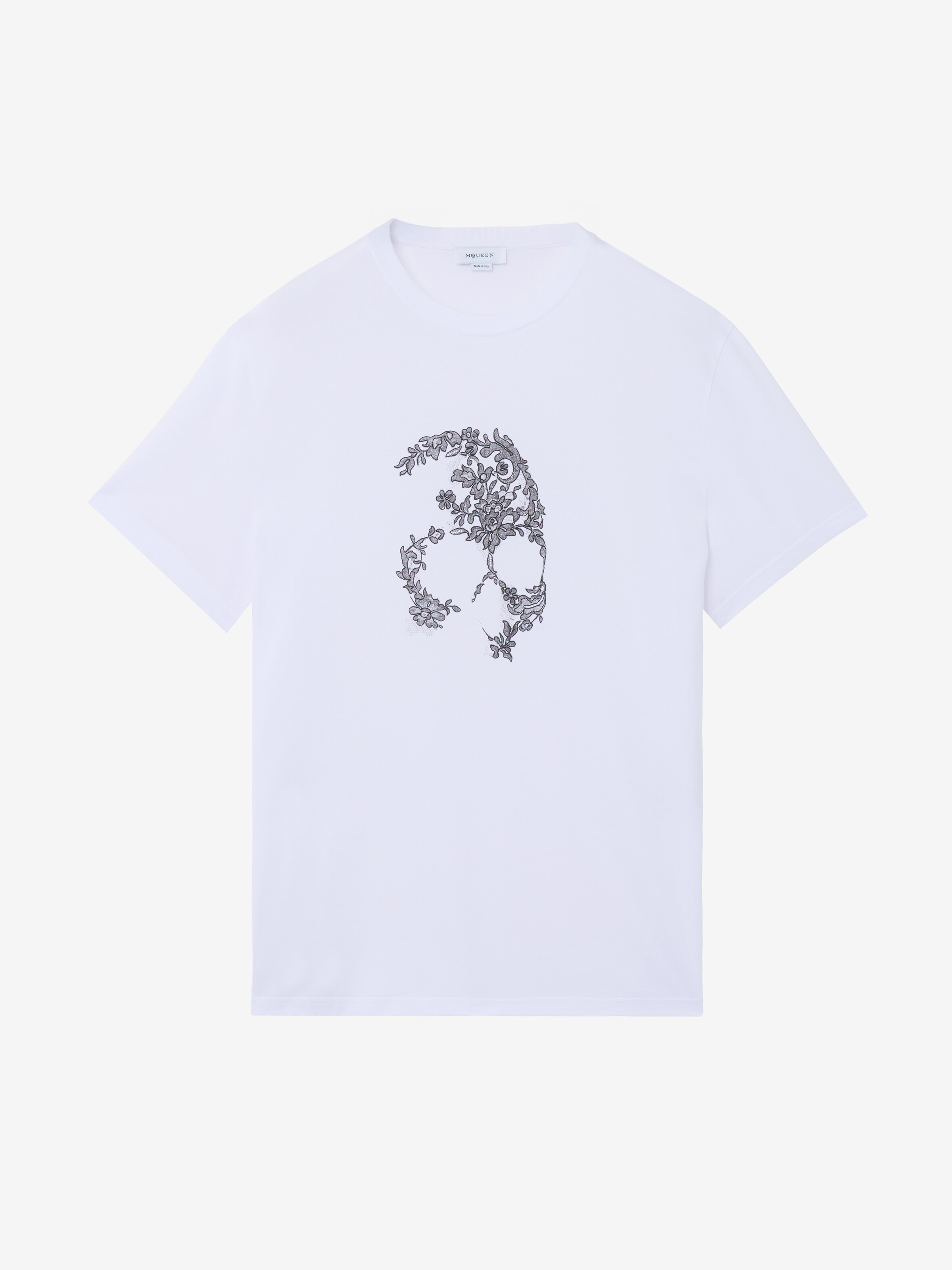 Men's Lace Skull T-shirt in Black in 100% Cotton | Alexander McQueen - image 1