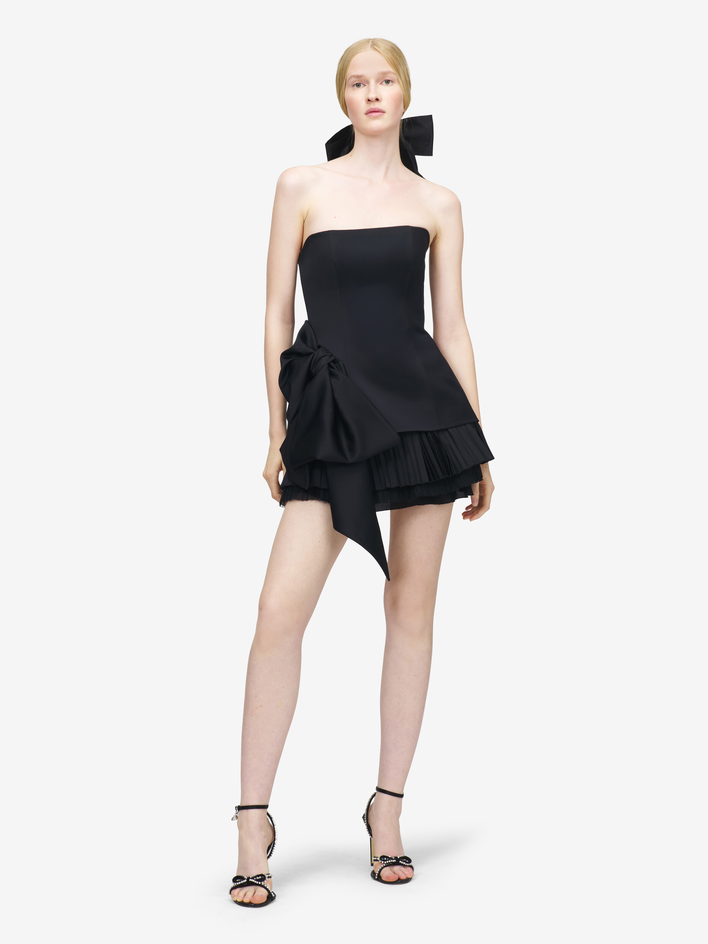 Robe Courte à Nœud Latéral pour Femme en Noir in 74% Viscose, 24% Laine, 3% Elastan | Alexander McQueen - image 3