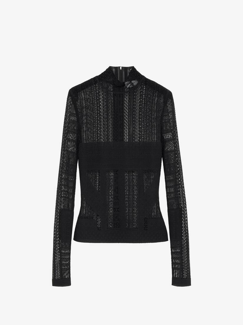Viscose Knit Lace Top | Alexander McQueen - image 1