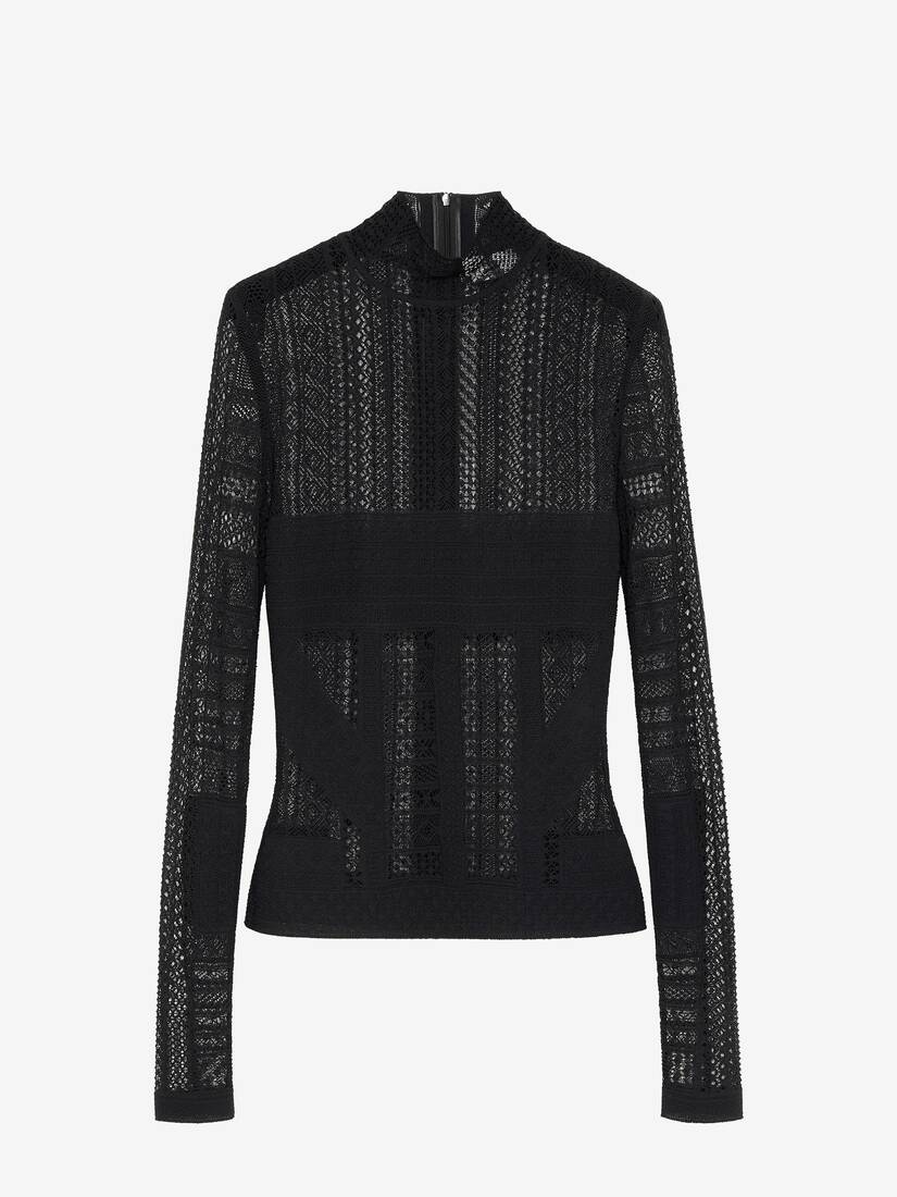 Viscose Knit Lace Top | Alexander McQueen - image 1