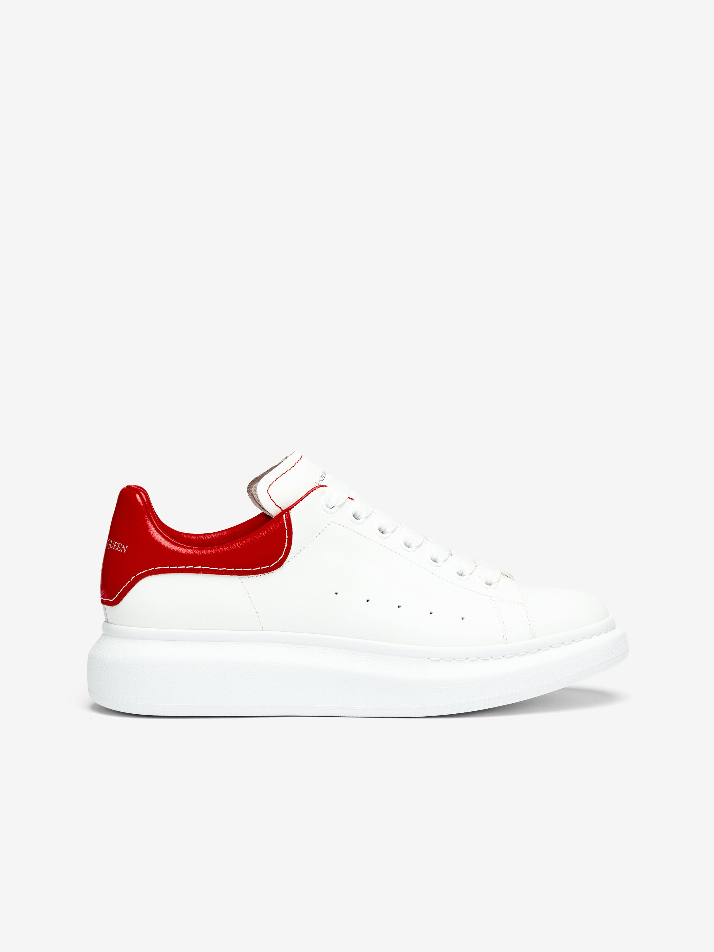 Men's Oversized Sneaker in White/Red in Calf Leather | Alexander McQueen - image 1