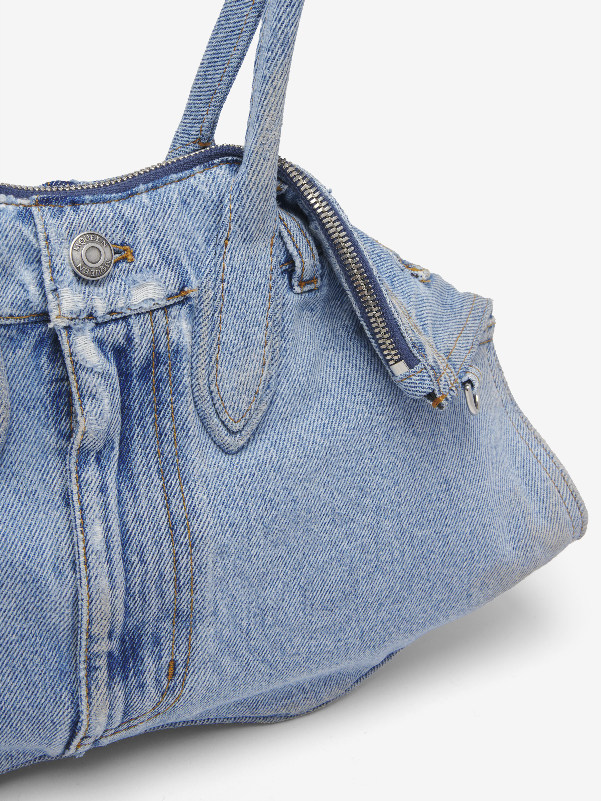 Women's Manta Bag in Washed Blue in 100% Cotton | Alexander McQueen - image 6