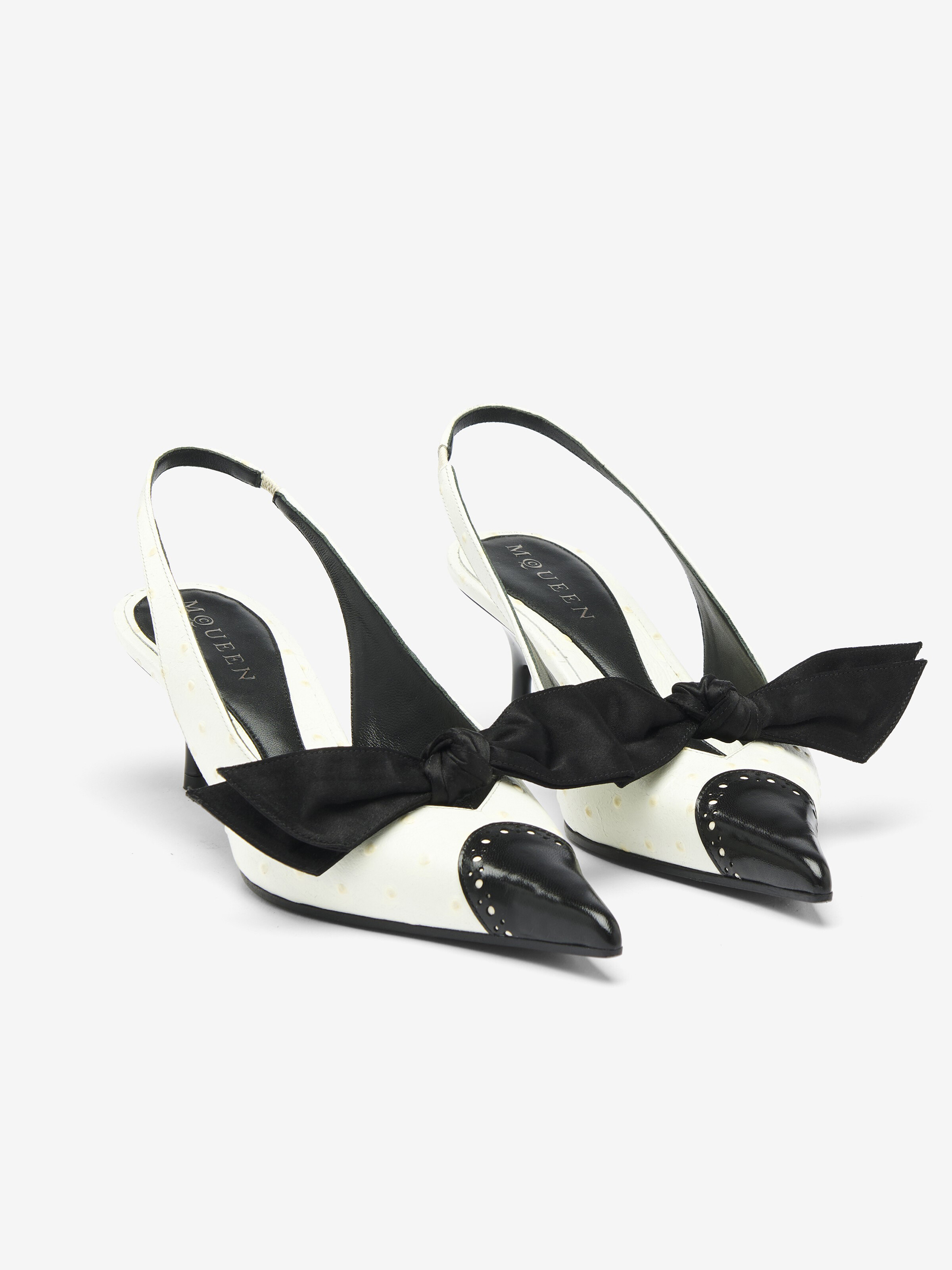 Women's Koko Slingback in White/Black in Calf Leather | Alexander McQueen - image 3