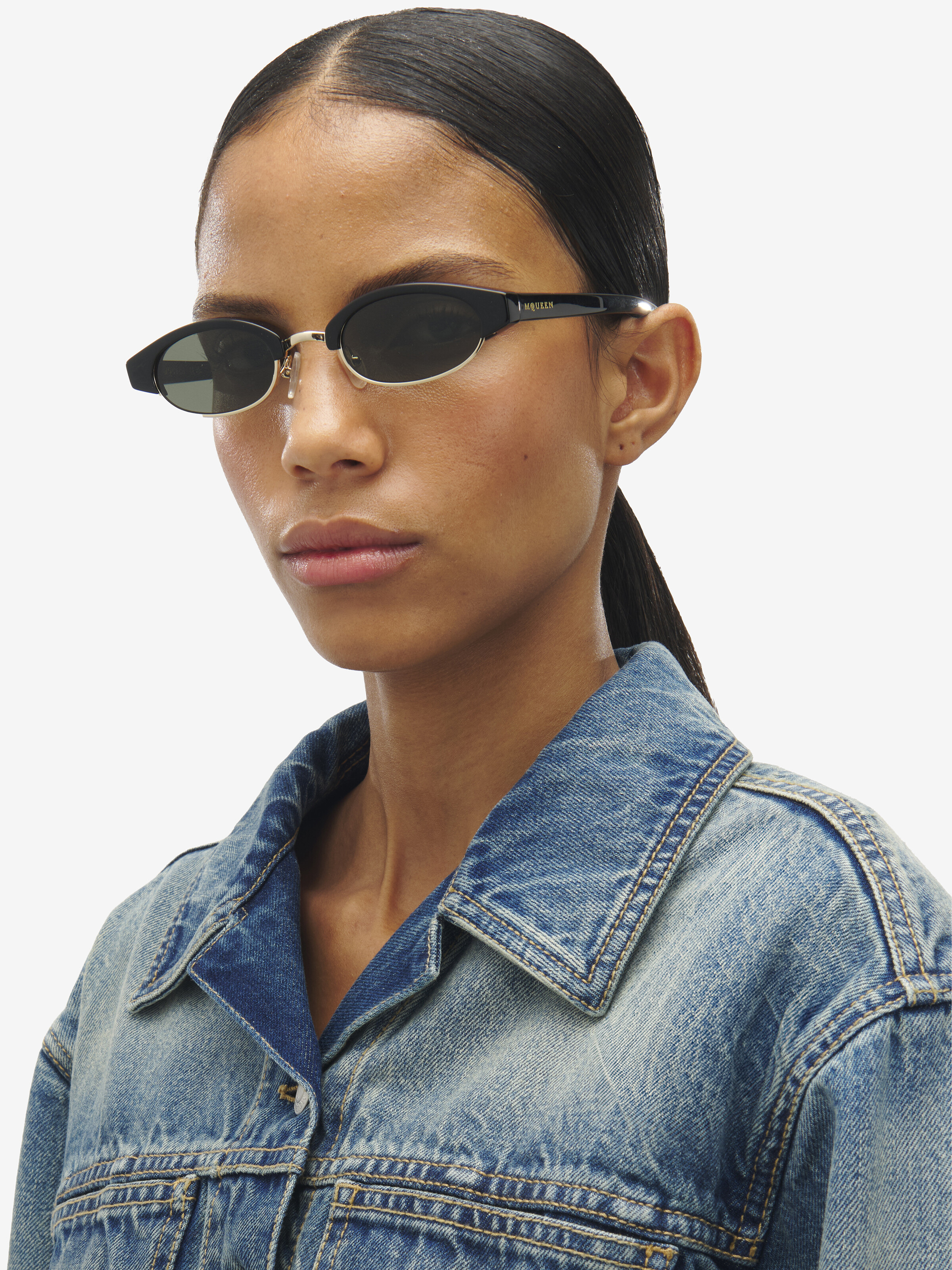 McQueen Ellipse Sunglasses in Black/Smoke in Recycle Acetate & Bio Nylon Lens | Alexander McQueen - image 5