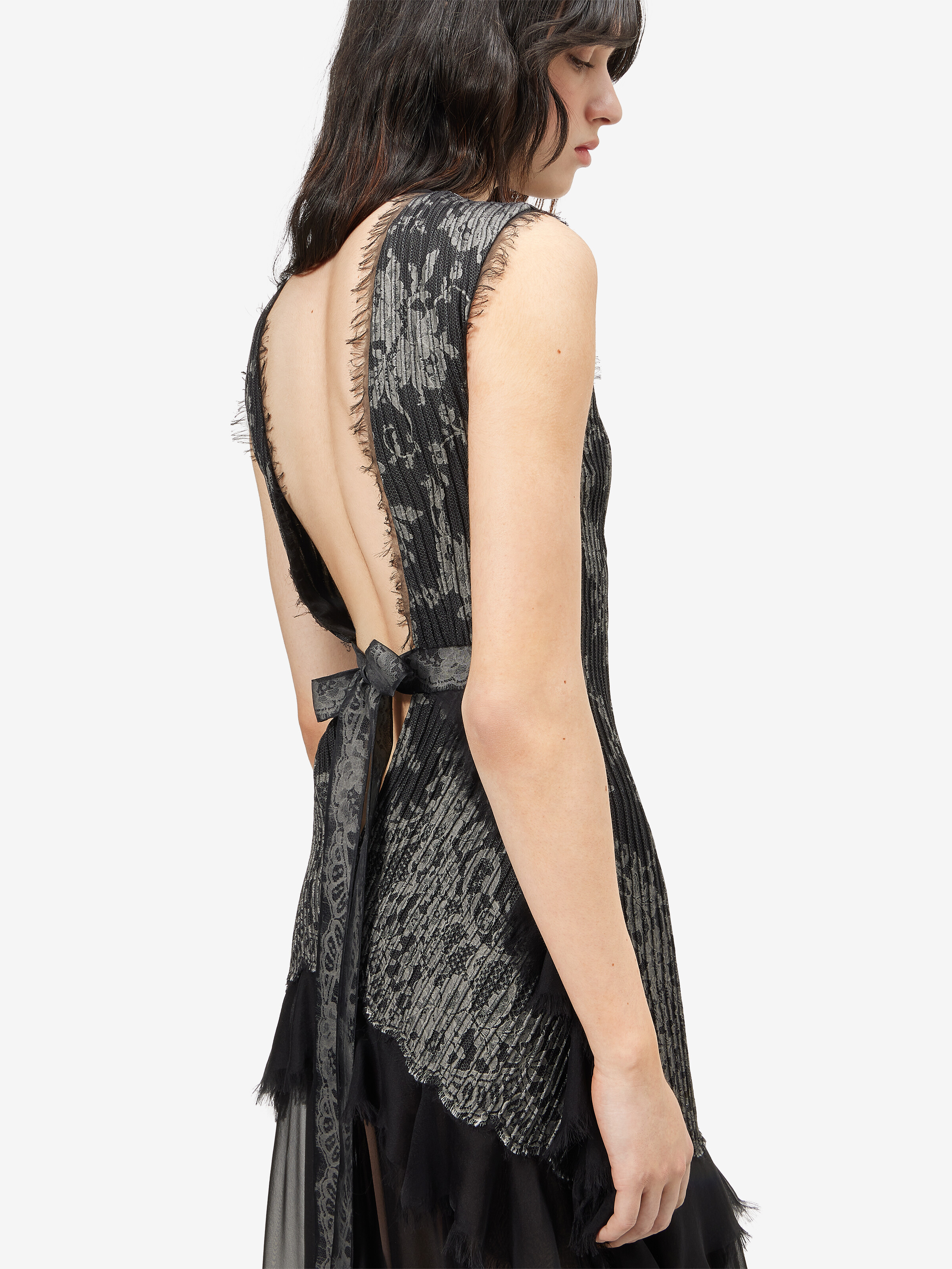 Abito da sera in pizzo Sarabanda da Donna in Nero in 100% seta -  tessuto 2: 100% seta -  tessuto 3: 66% cotone, 34% poliammide | Alexander McQueen - image 5
